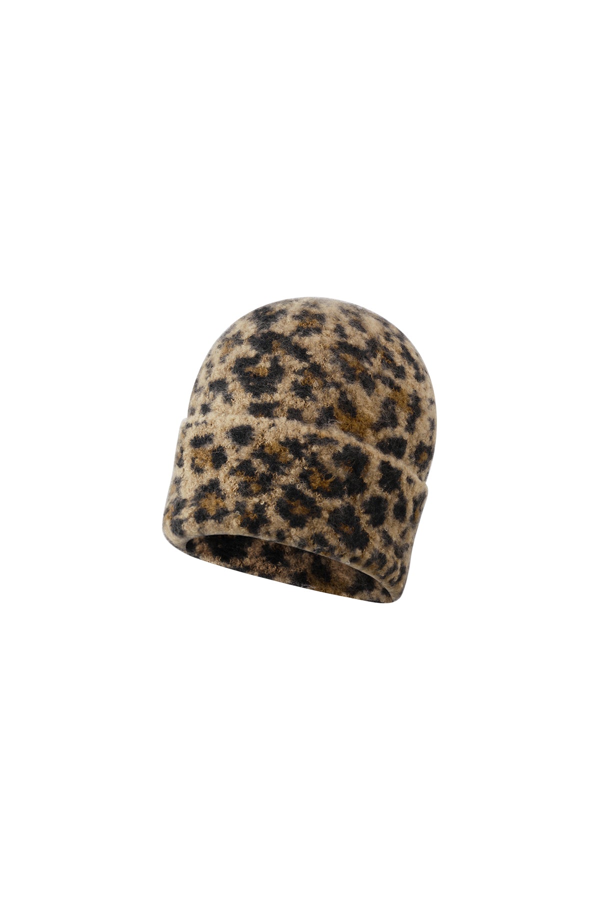 Malena Beanie – Leopardenmuster in Kamel – Produktansicht