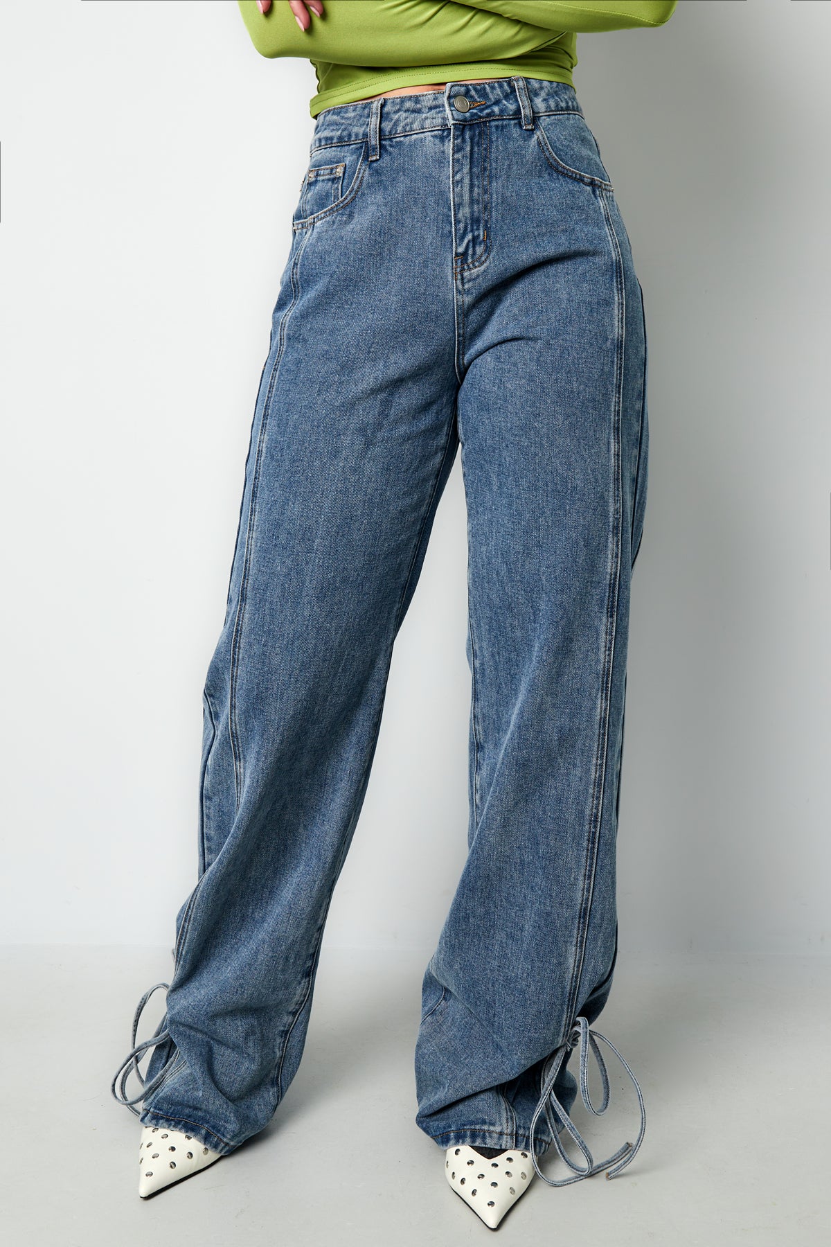 Sanna Jeans – Bindeband in Blau – getragen (3)