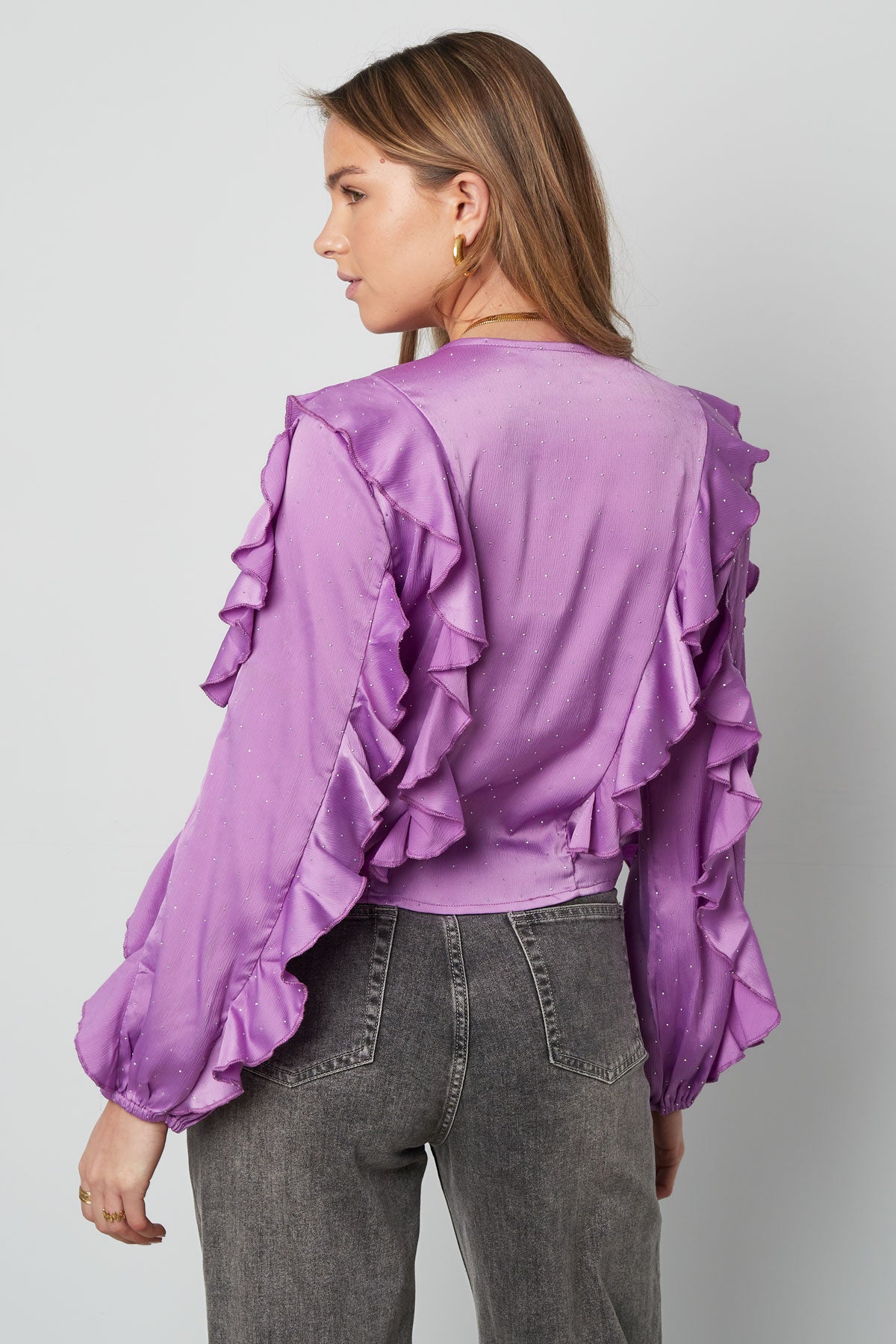 Bianca Rüschenbluse in Lila – getragen (3)