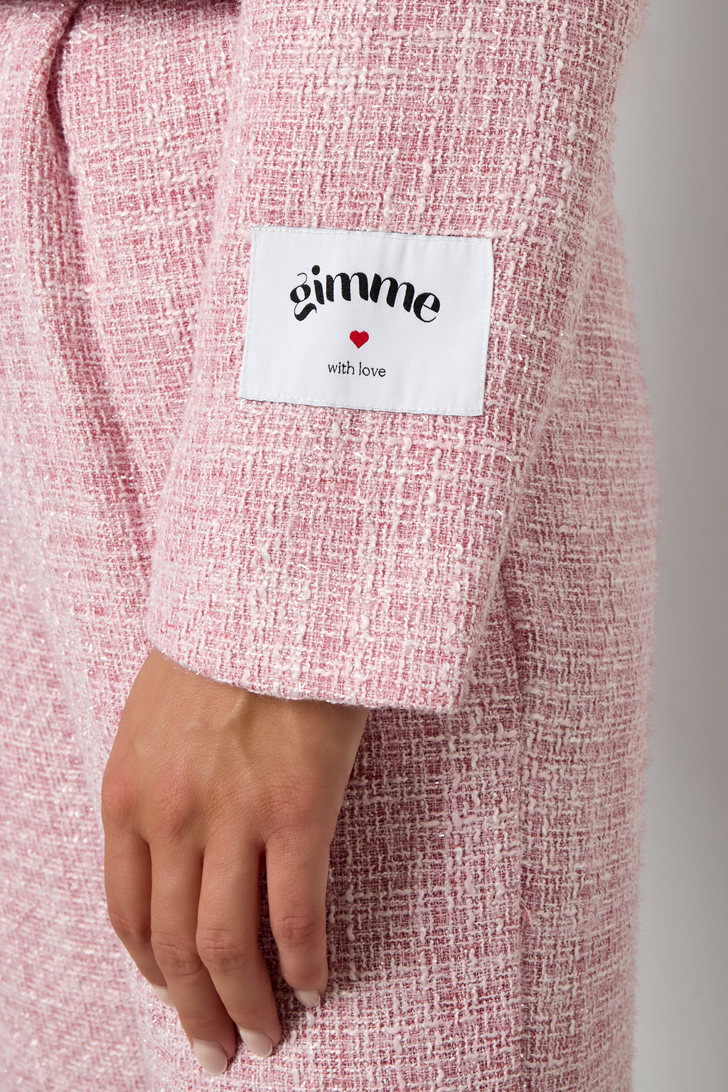 Marit Jacke – Tweed-Optik in Rosa – Detail