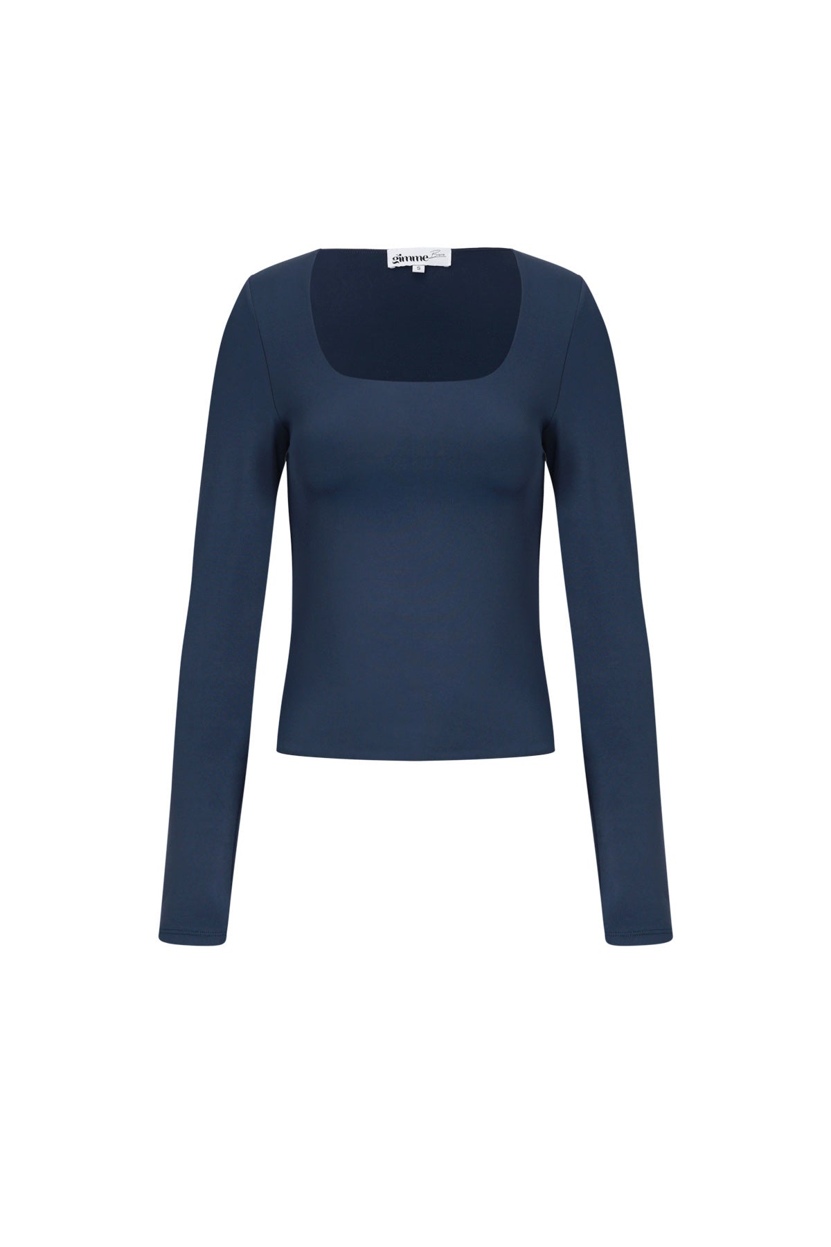 Mina Longsleeve – Eckiger Ausschnitt in Dunkelblau – Produktansicht (3)