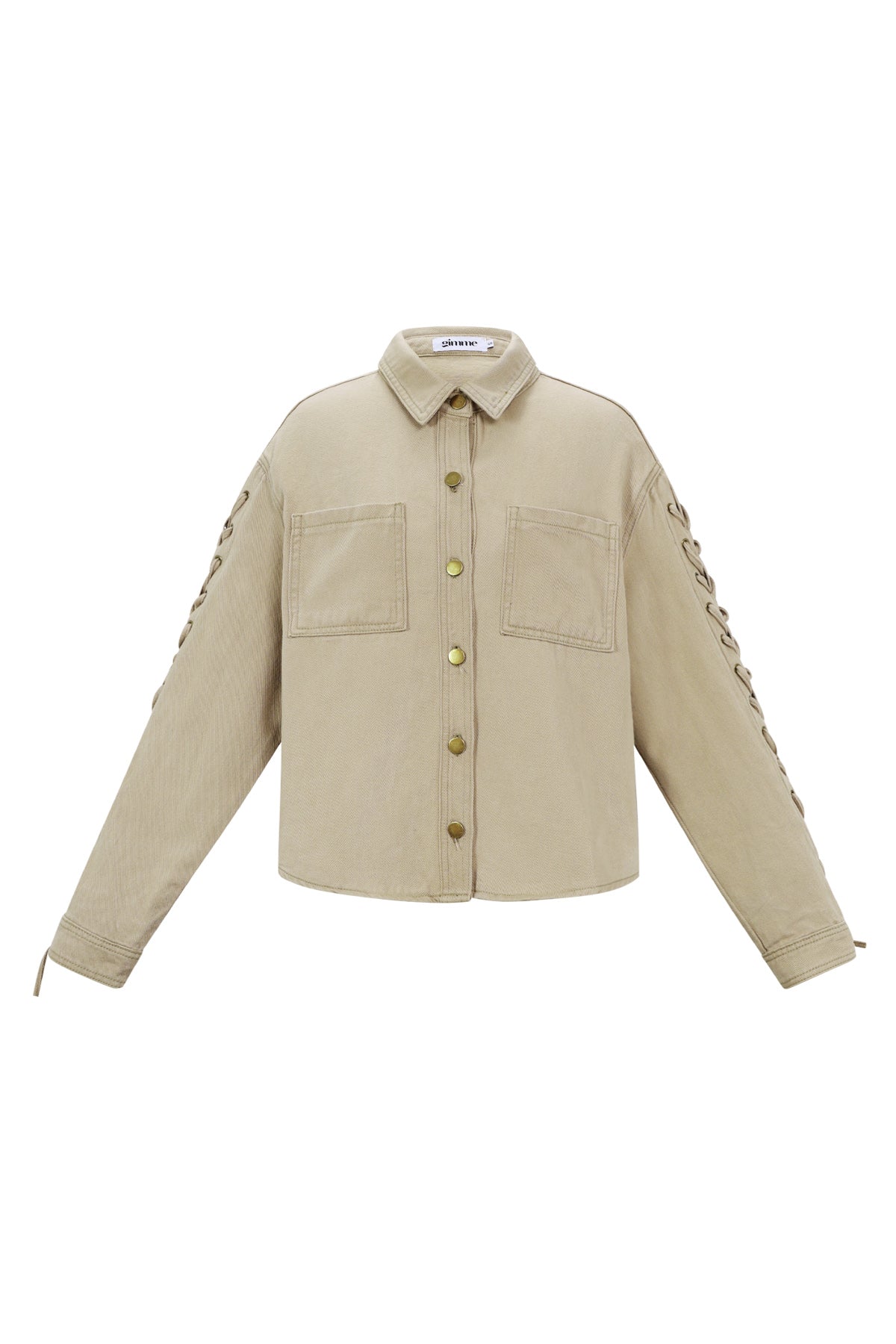 Jana Jeansjacke – Schnürung in Beige – Produktansicht (3)