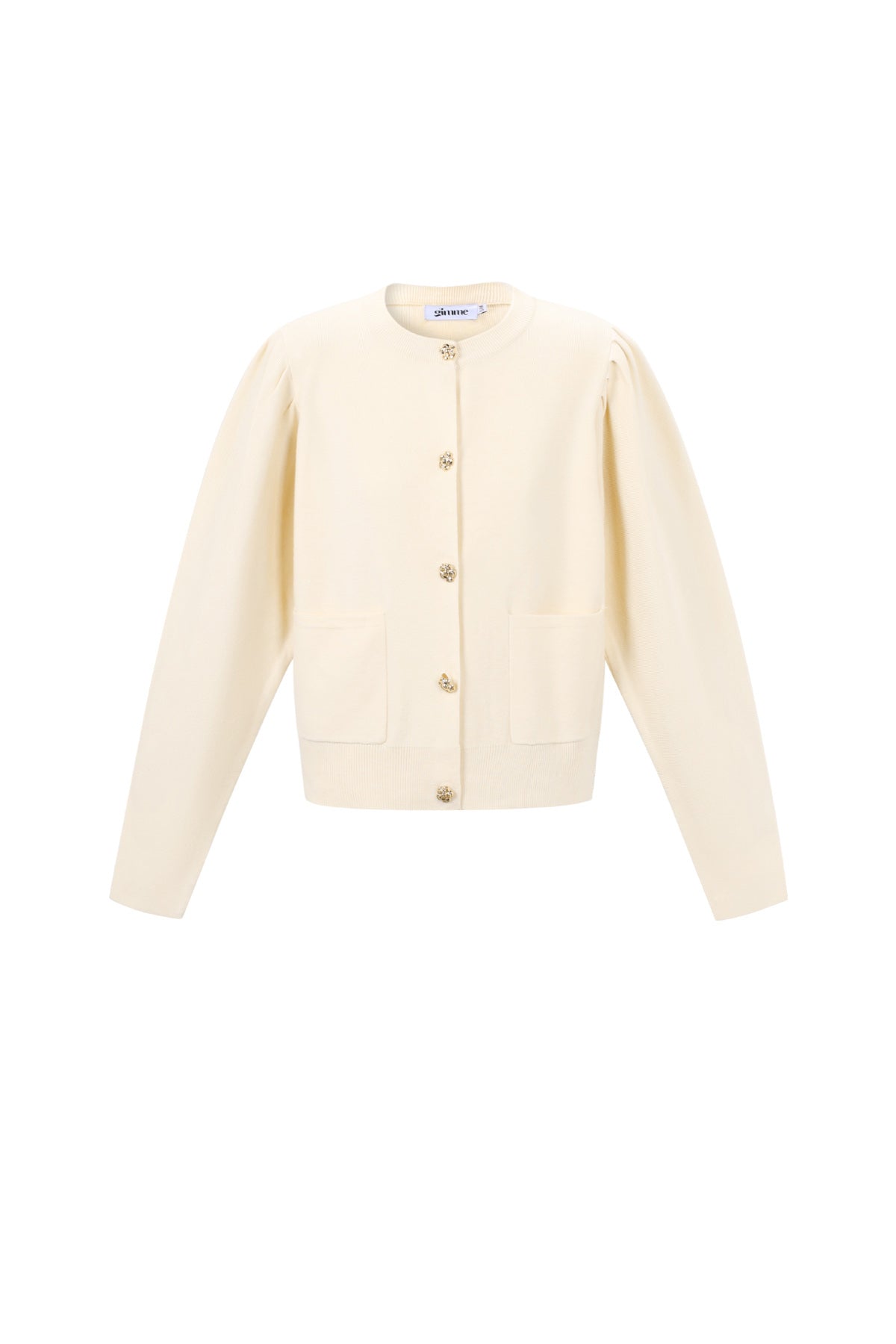 Hilda Strickjacke – Rundhals in Creme – Produktansicht