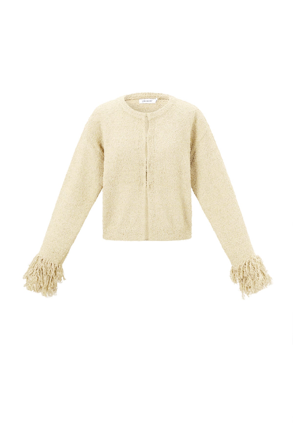 Emilia Strickjacke – Fransen in Creme – Produktansicht (4)