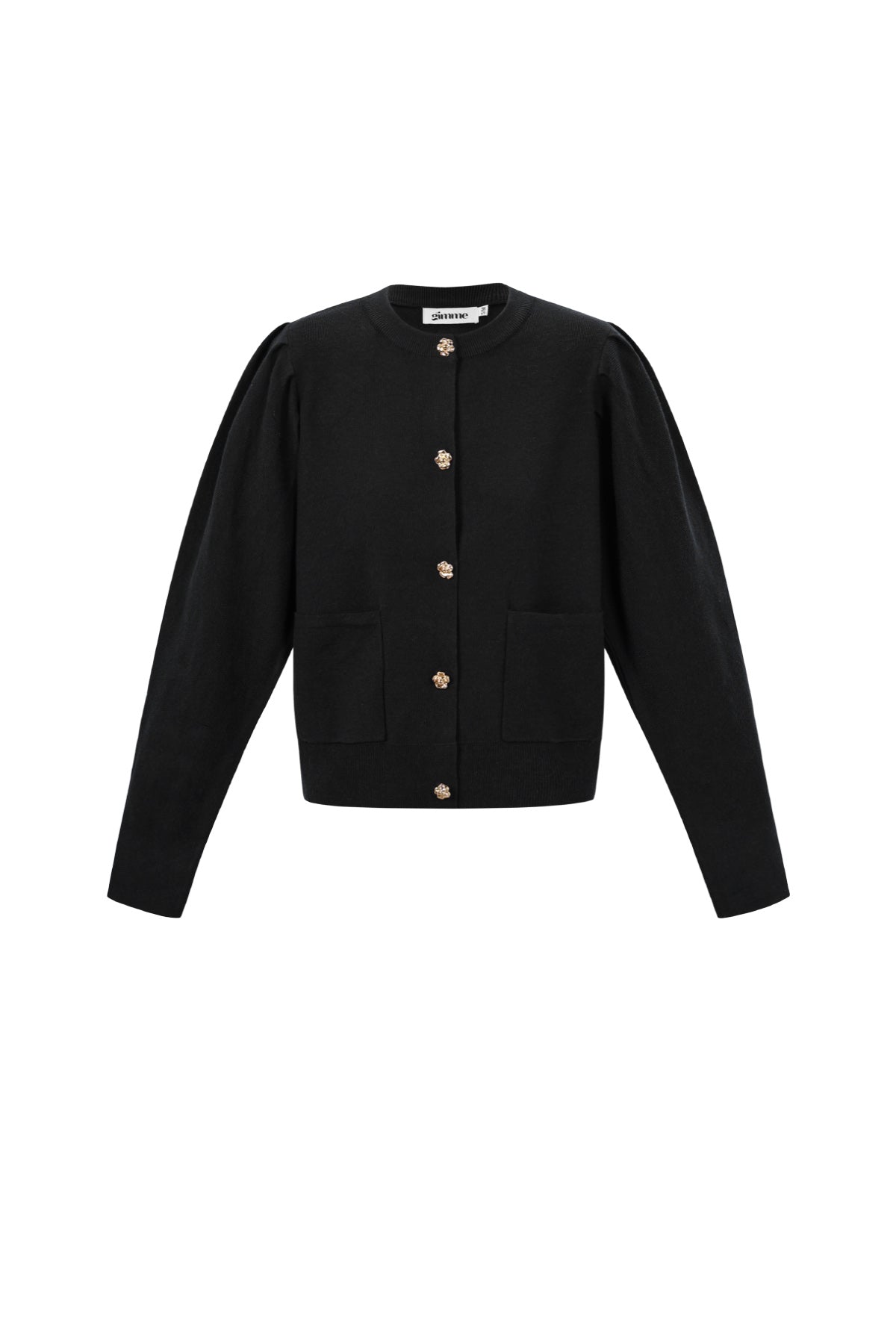Hilda Strickjacke – Rundhals in Schwarz – Produktansicht (2)