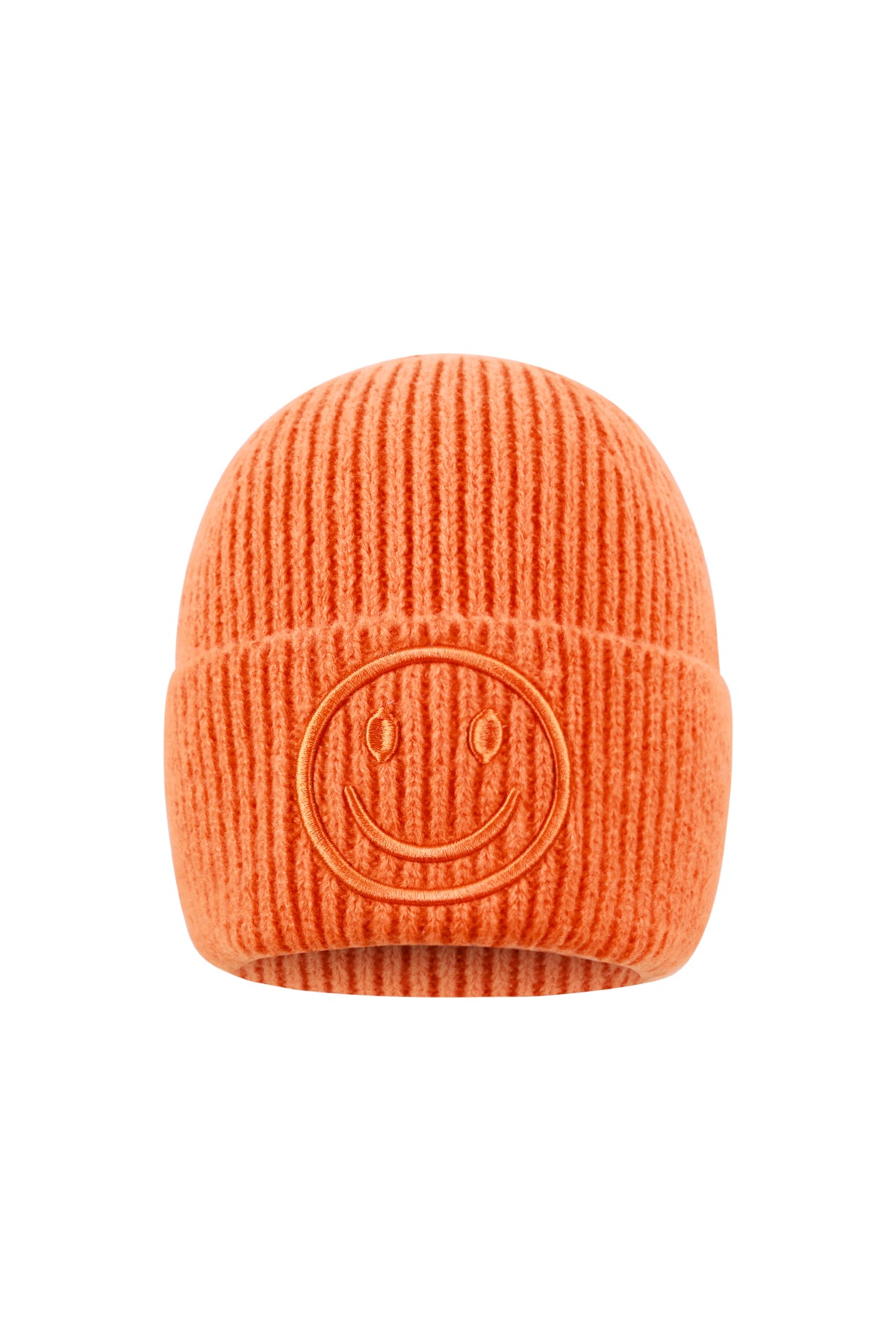 Femke Mütze – Smiley in Orange – Produktansicht (8)