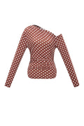 Zoe Off-Shoulder-Shirt – Punkte in Rot – Produktansicht (2)