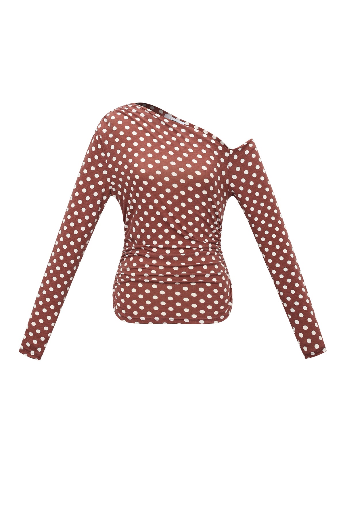 Zoe Off-Shoulder-Shirt – Punkte in Rot – Produktansicht (2)