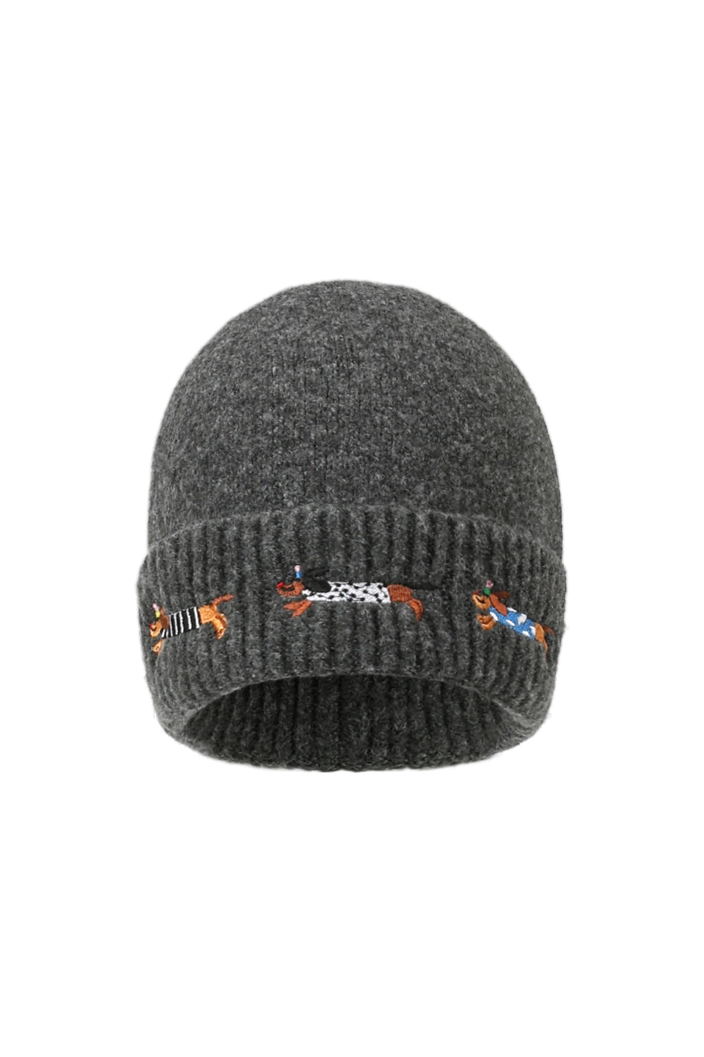 Imke Beanie – Stickerei in Dunkelgrau – Produktansicht