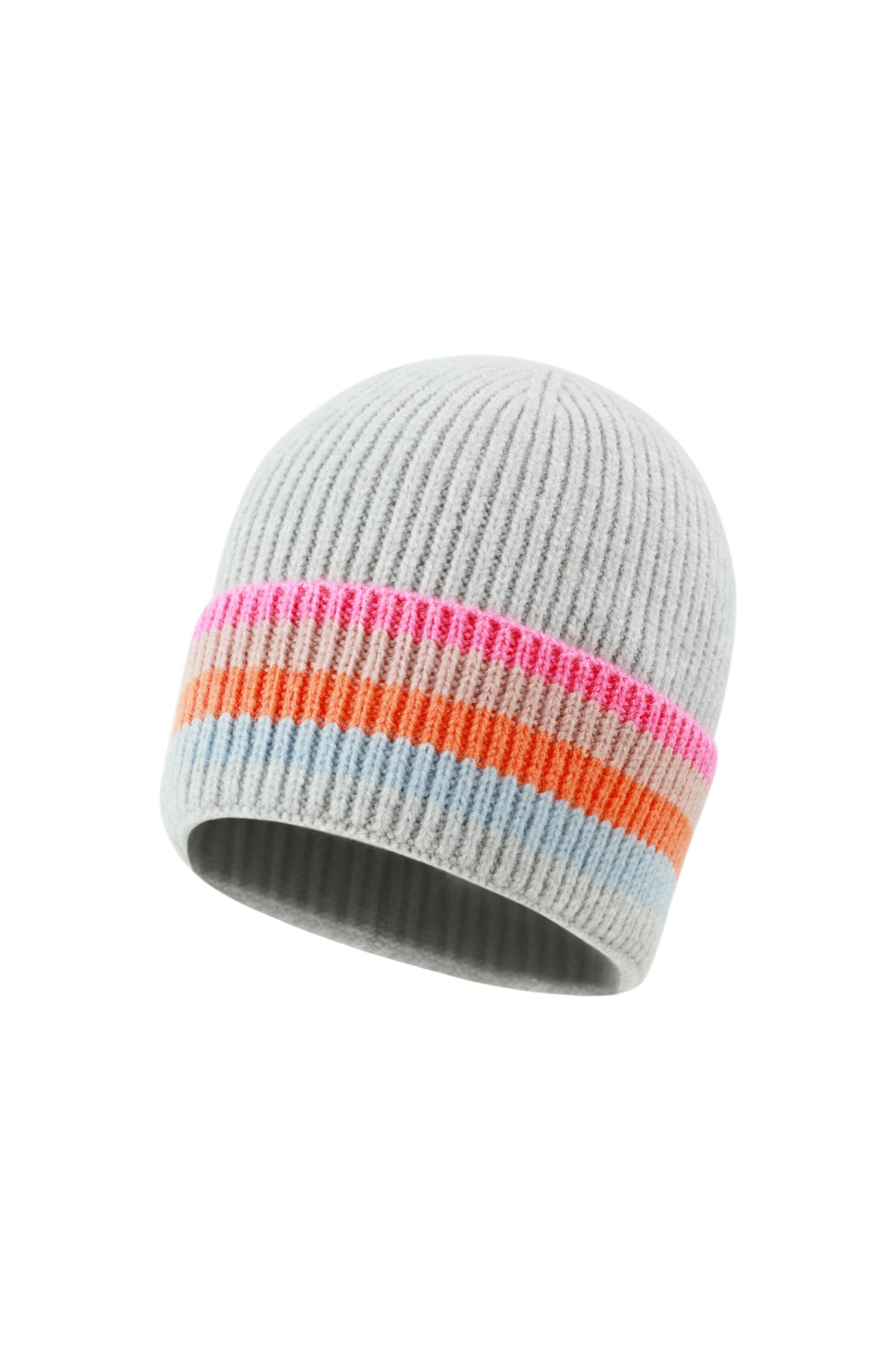 Valentina Beanie – Ringel in Hellgrau – Produktansicht