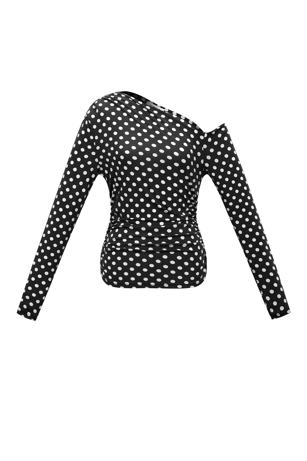 Zoe Off-Shoulder-Shirt – Punkte in Schwarz – Produktansicht