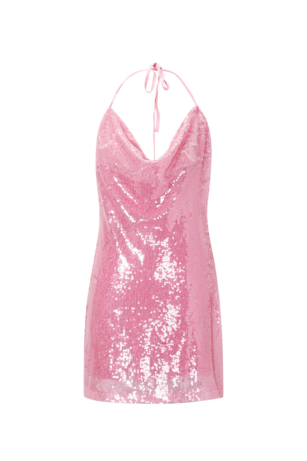 Viktoria Paillettenkleid – Neckholder in Rosa – Produktansicht