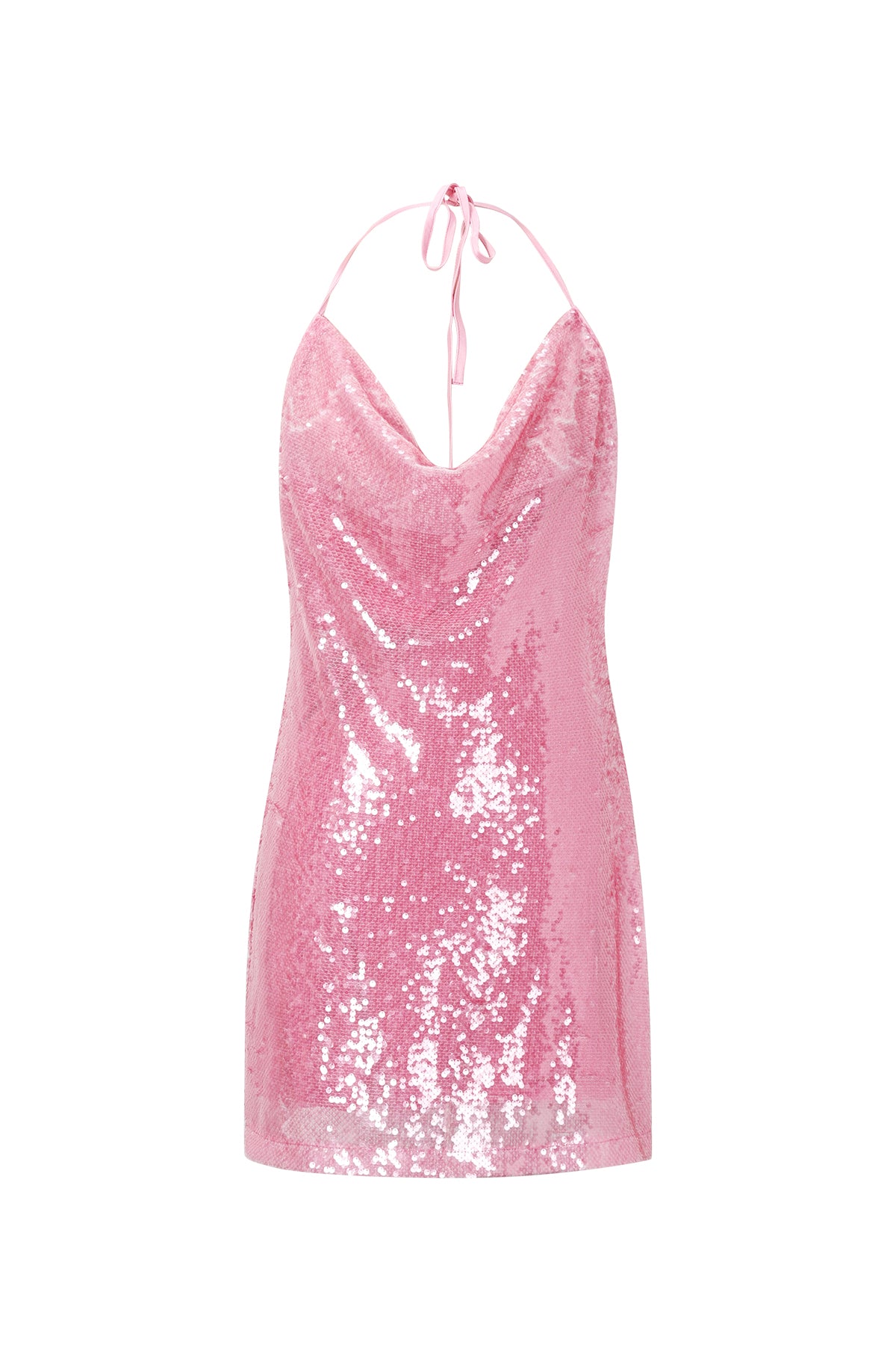 Viktoria Paillettenkleid – Neckholder in Rosa – Produktansicht