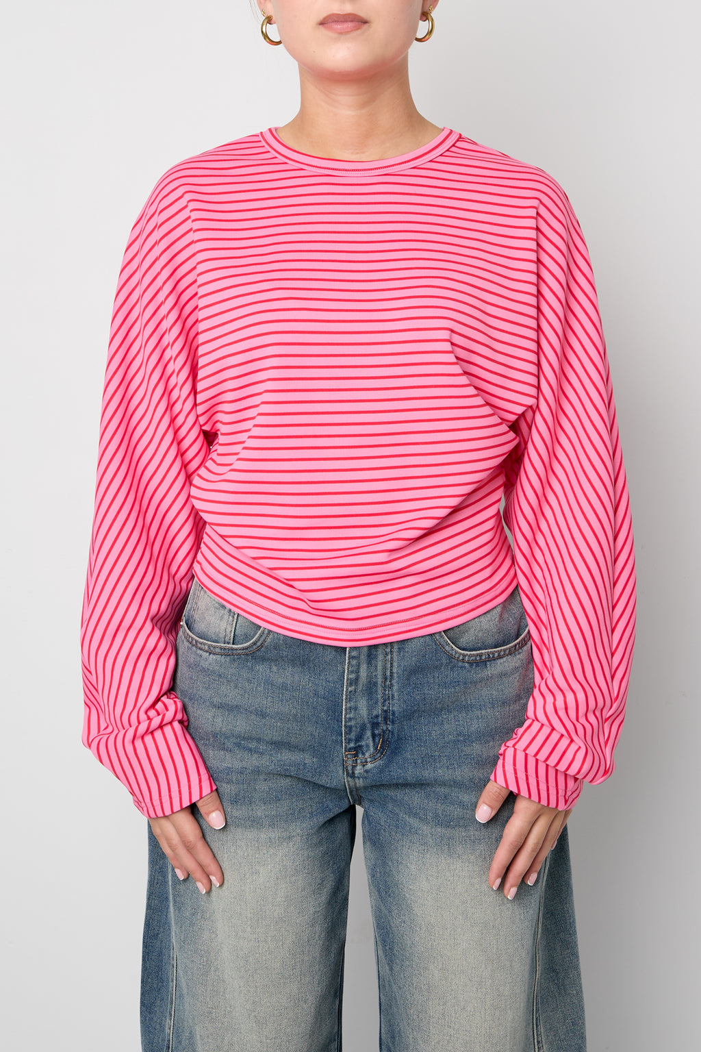 Bea Streifenshirt in Rosa – getragen (2)
