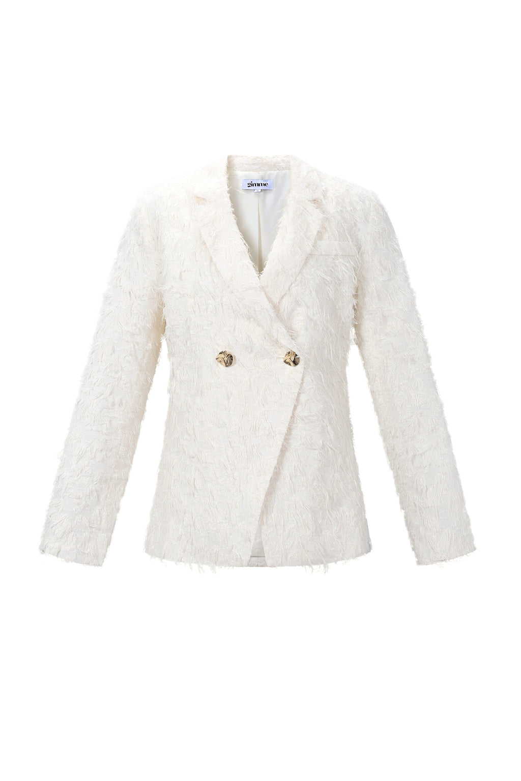 Leonie Blazer – Fransenstruktur in Creme – Produktansicht