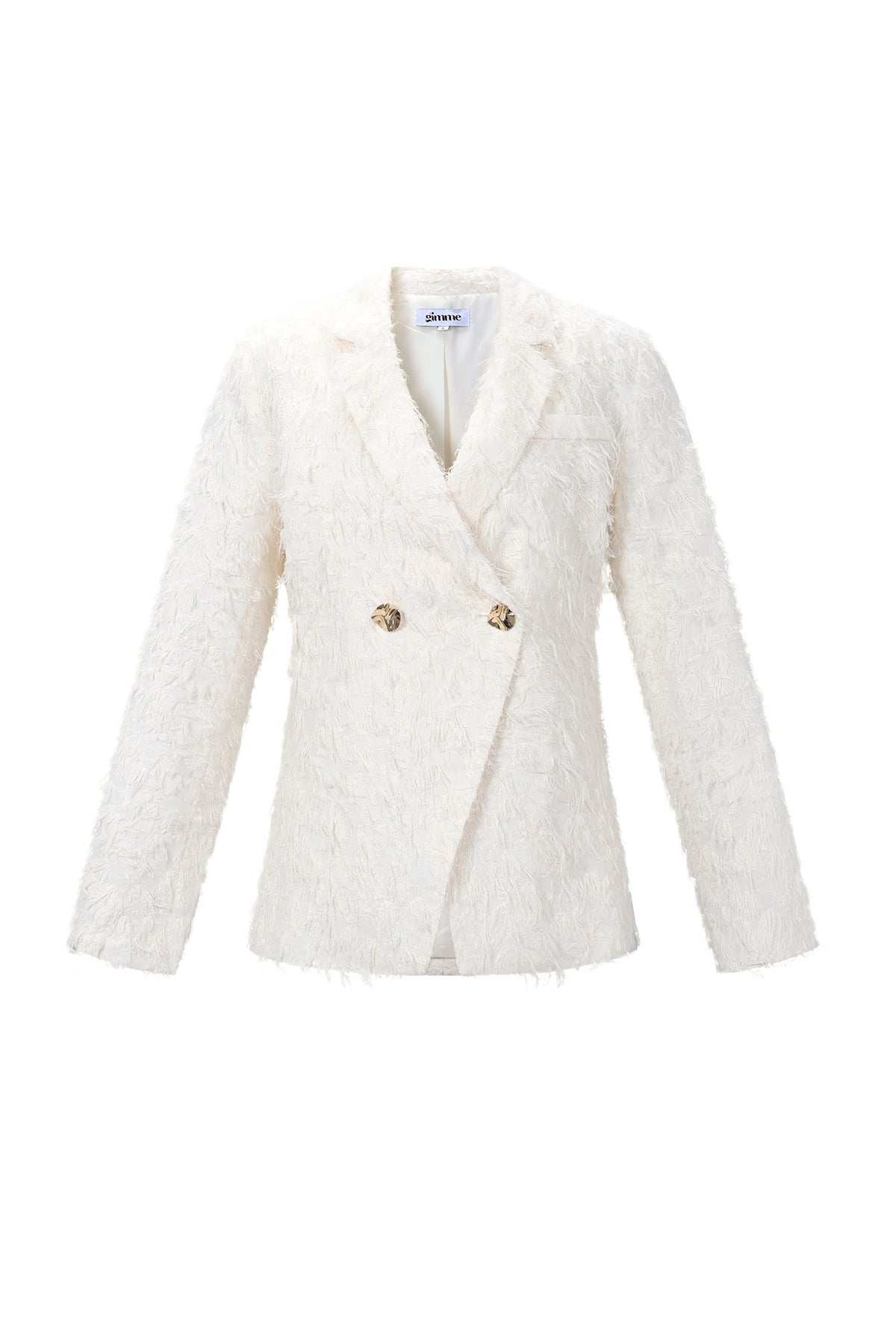 Leonie Blazer – Fransenstruktur in Creme – Produktansicht