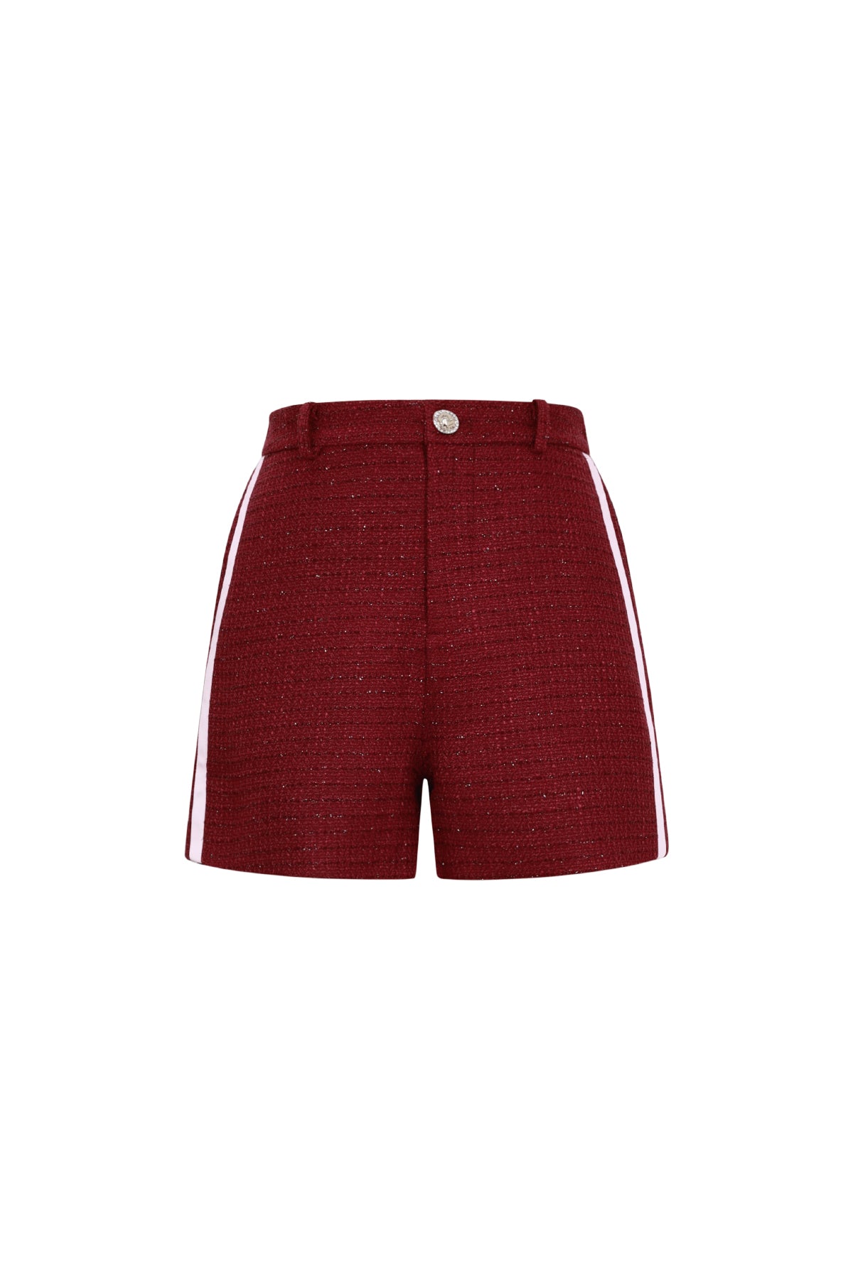Fenna Shorts – Seitenstreifen in Weinrot – Produktansicht