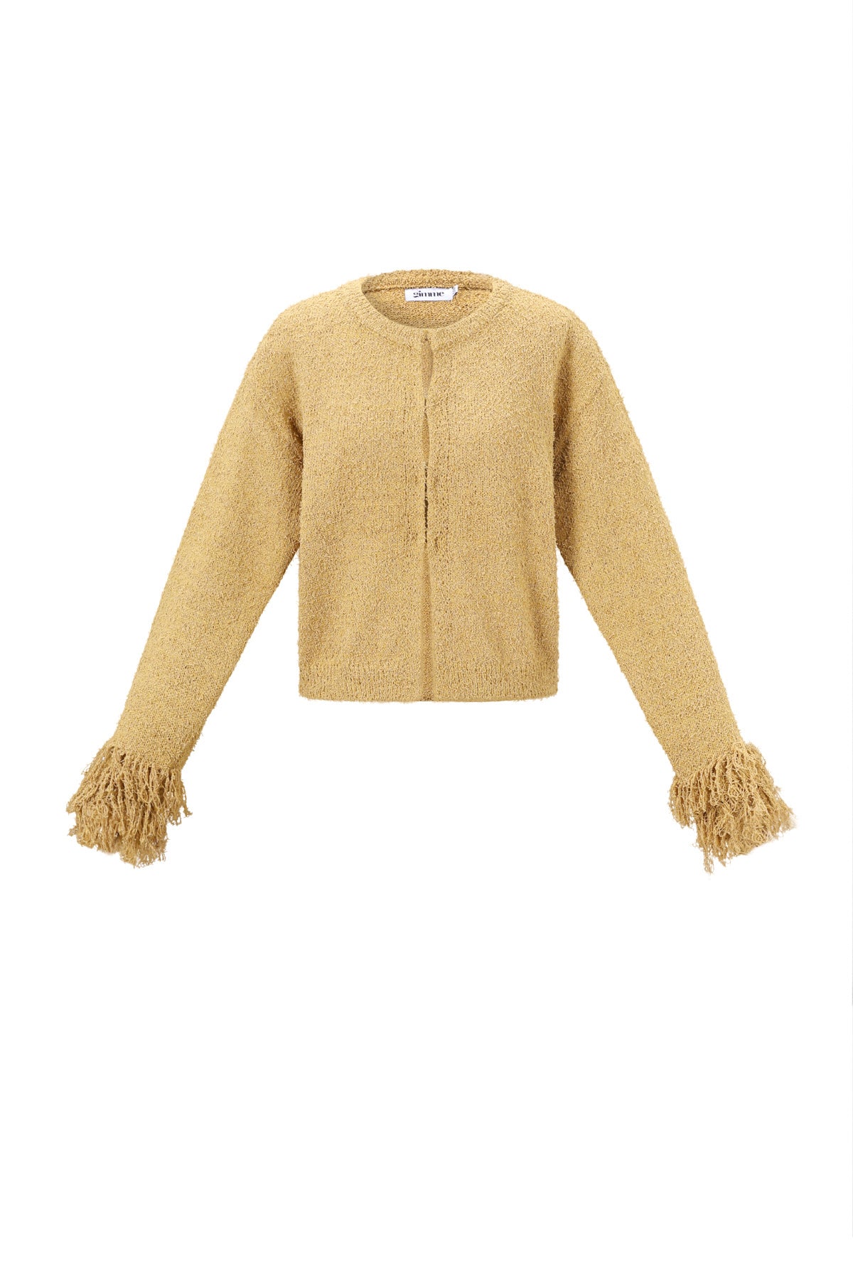 Emilia Strickjacke – Fransen in Khaki – Produktansicht