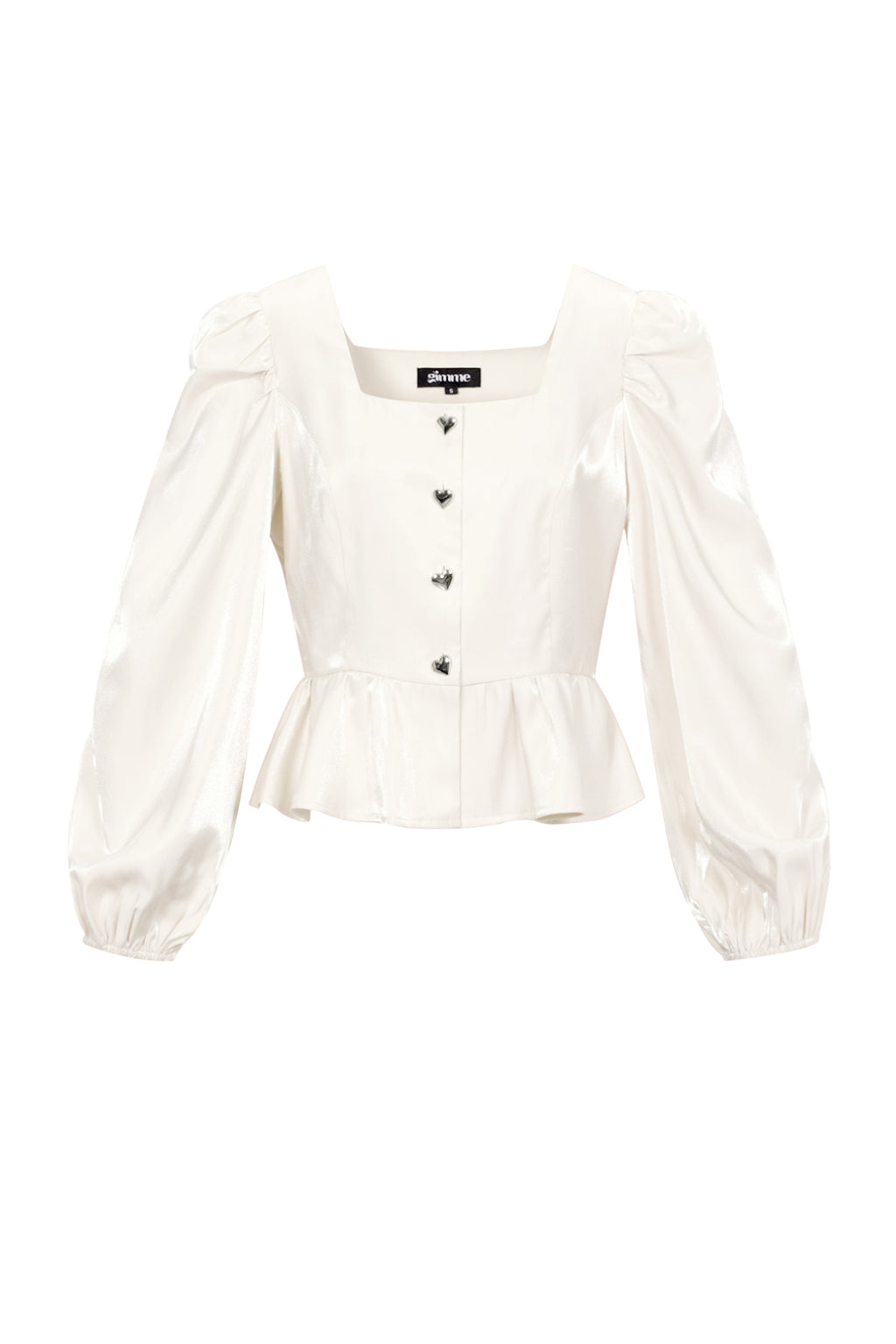 Amira Bluse – Herzknöpfe in Creme – Produktansicht (2)