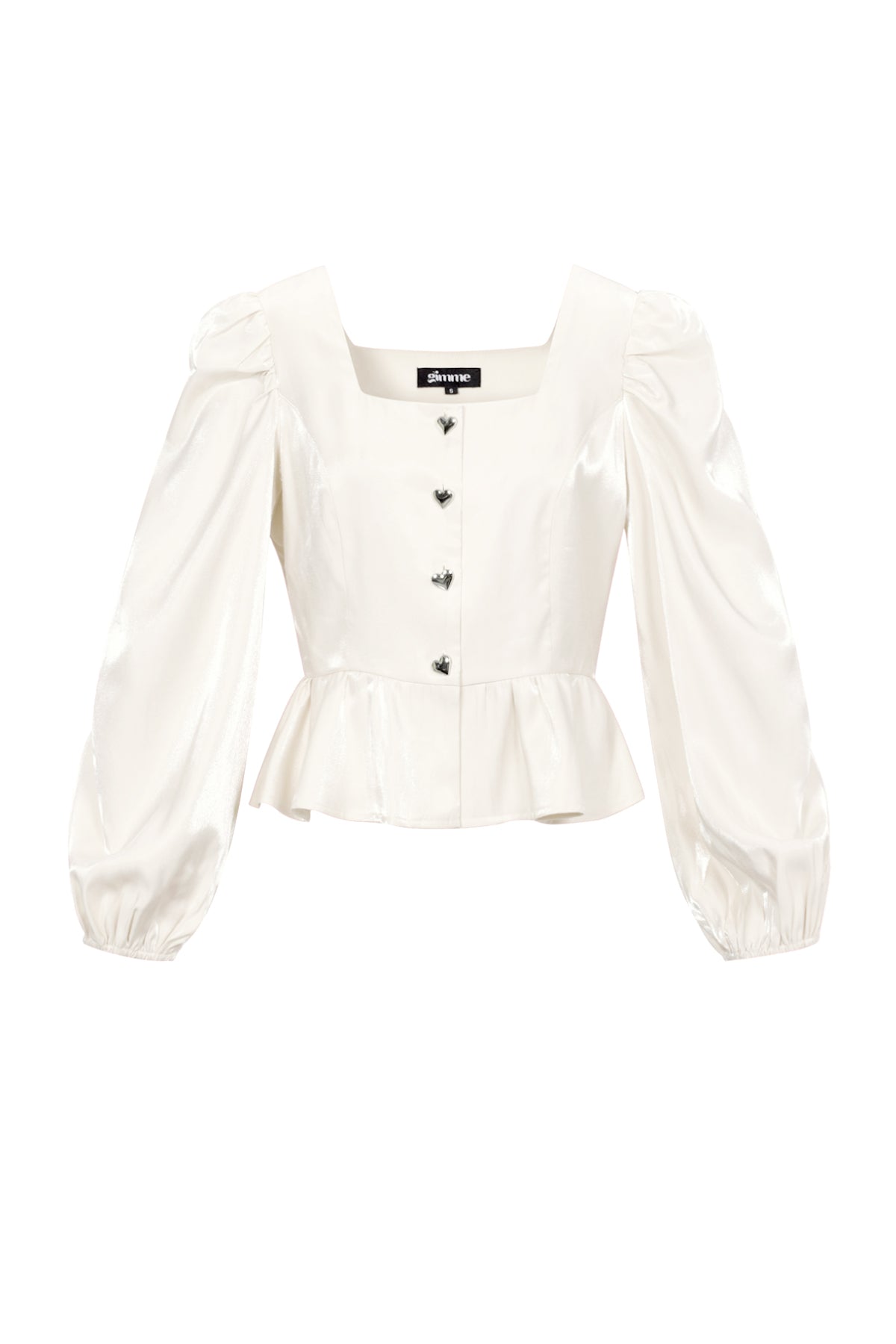 Amira Bluse – Herzknöpfe in Creme – Produktansicht (2)
