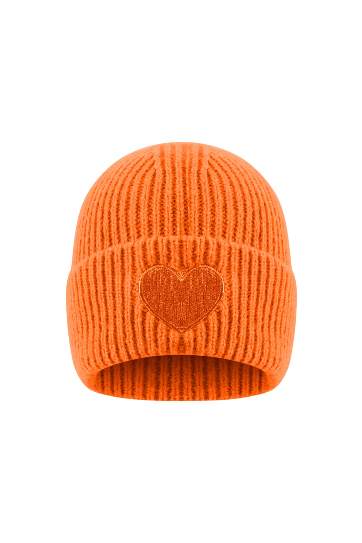 Elisa Mütze – Herz in Orange – Produktansicht (2)