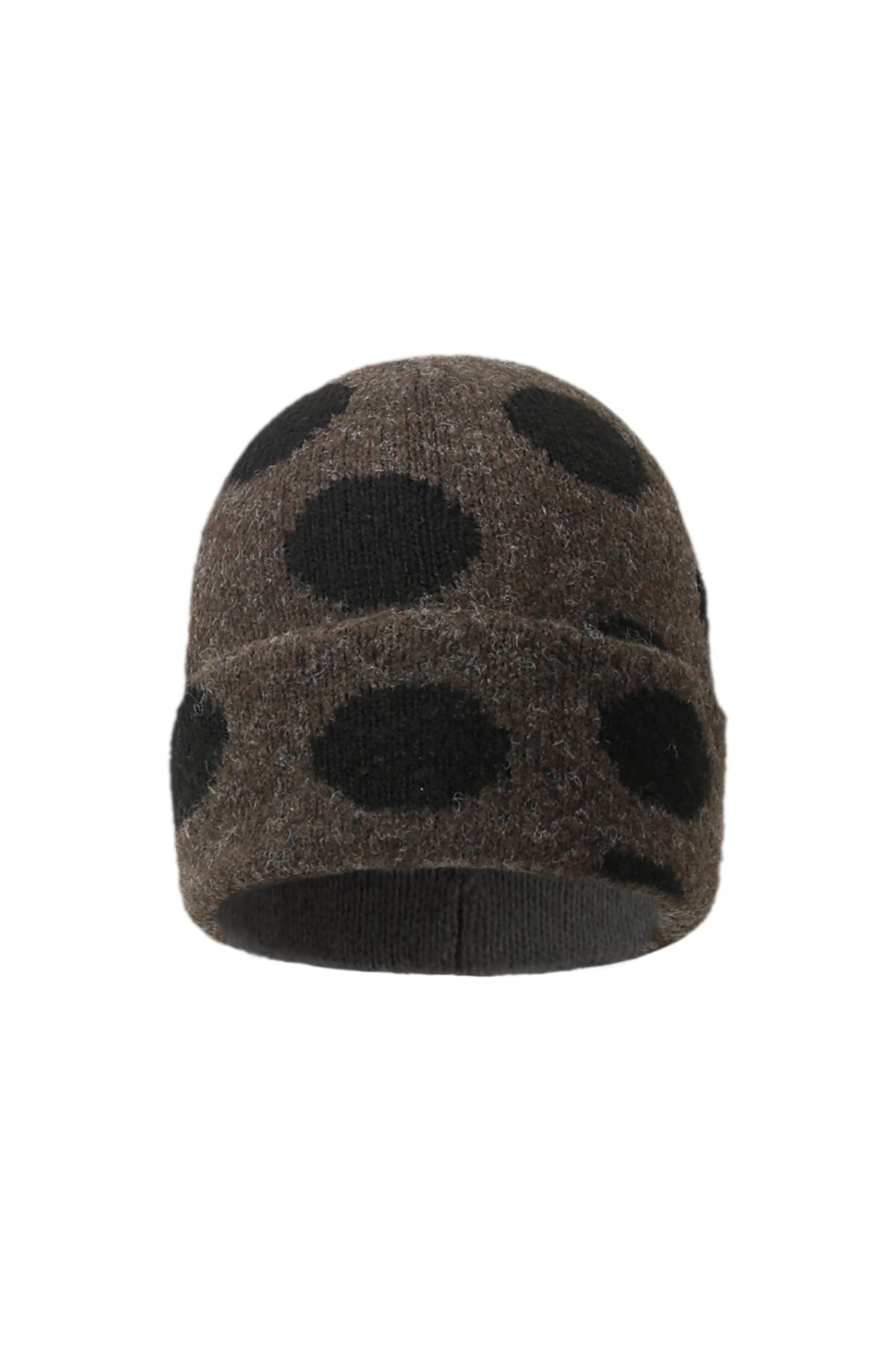Lara Beanie – Punkte in Dunkelbraun – Produktansicht (2)