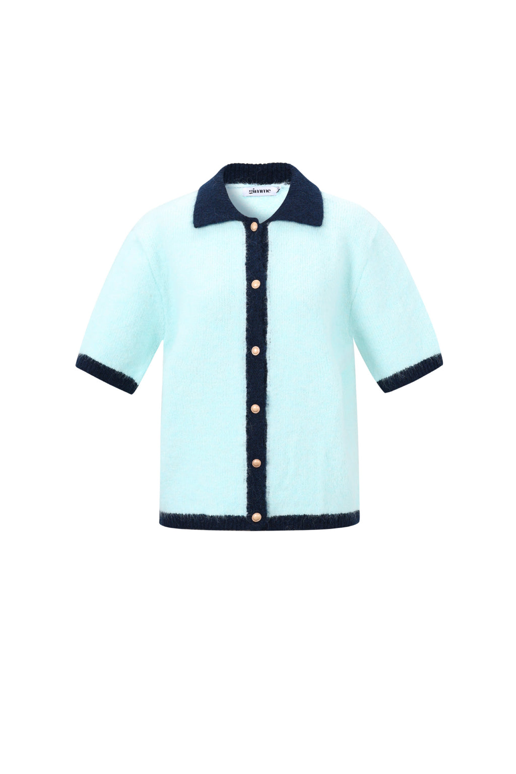 Ylva Strickjacke – Kurzarm in Blau – Produktansicht (2)