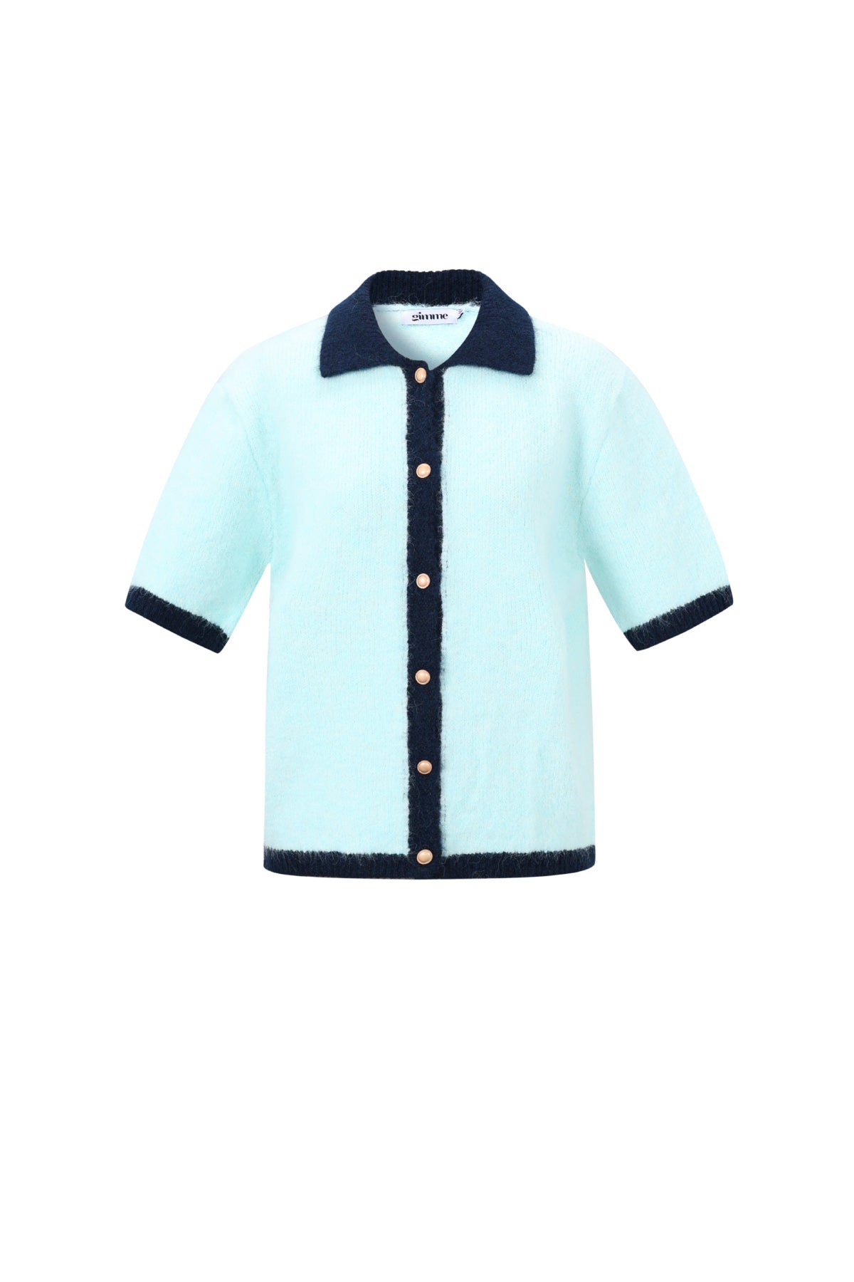 Ylva Strickjacke – Kurzarm in Blau – Produktansicht (2)