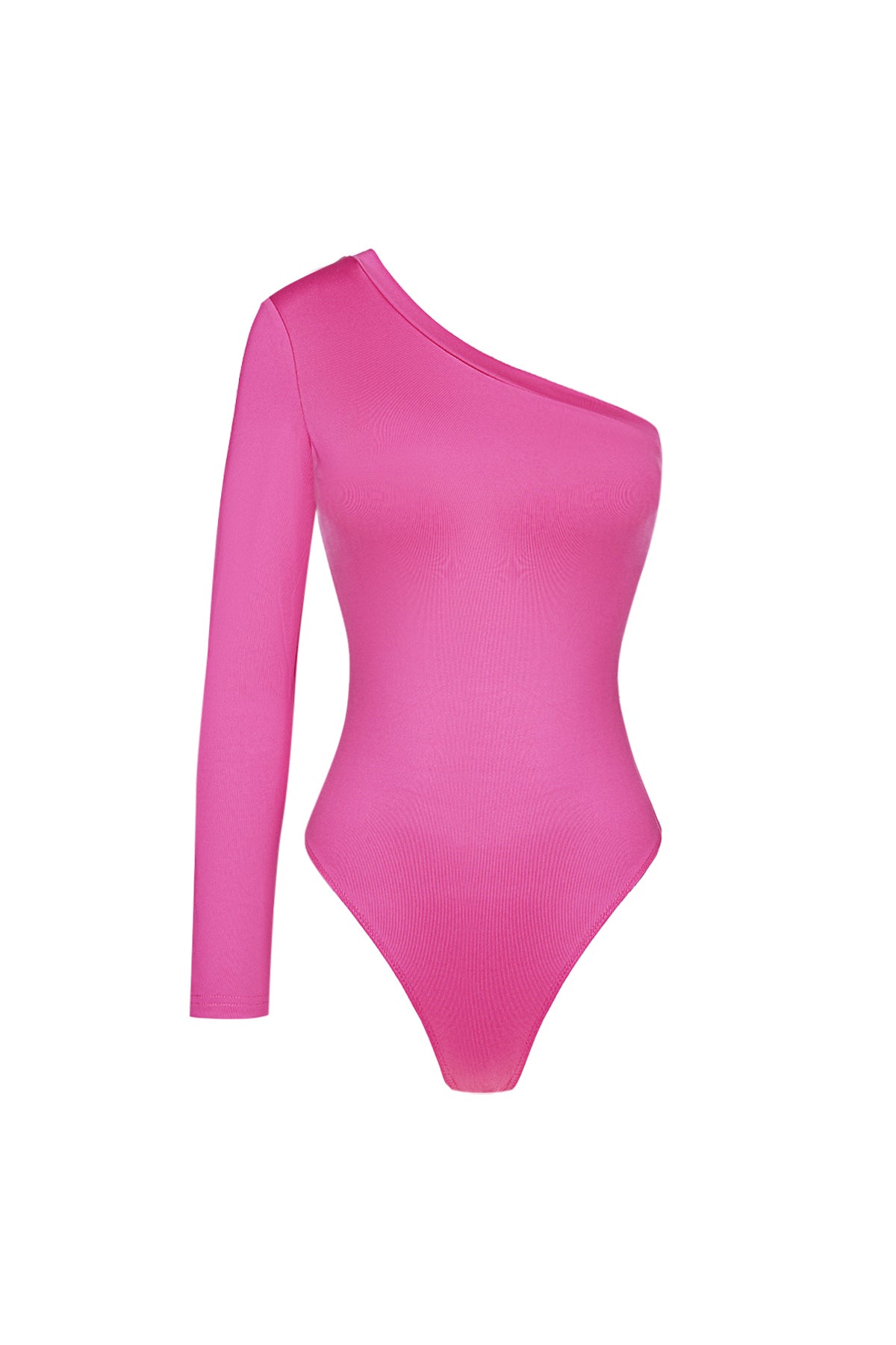 Lou Langarm-Body – One-Shoulder in Fuchsia – Produktansicht (2)