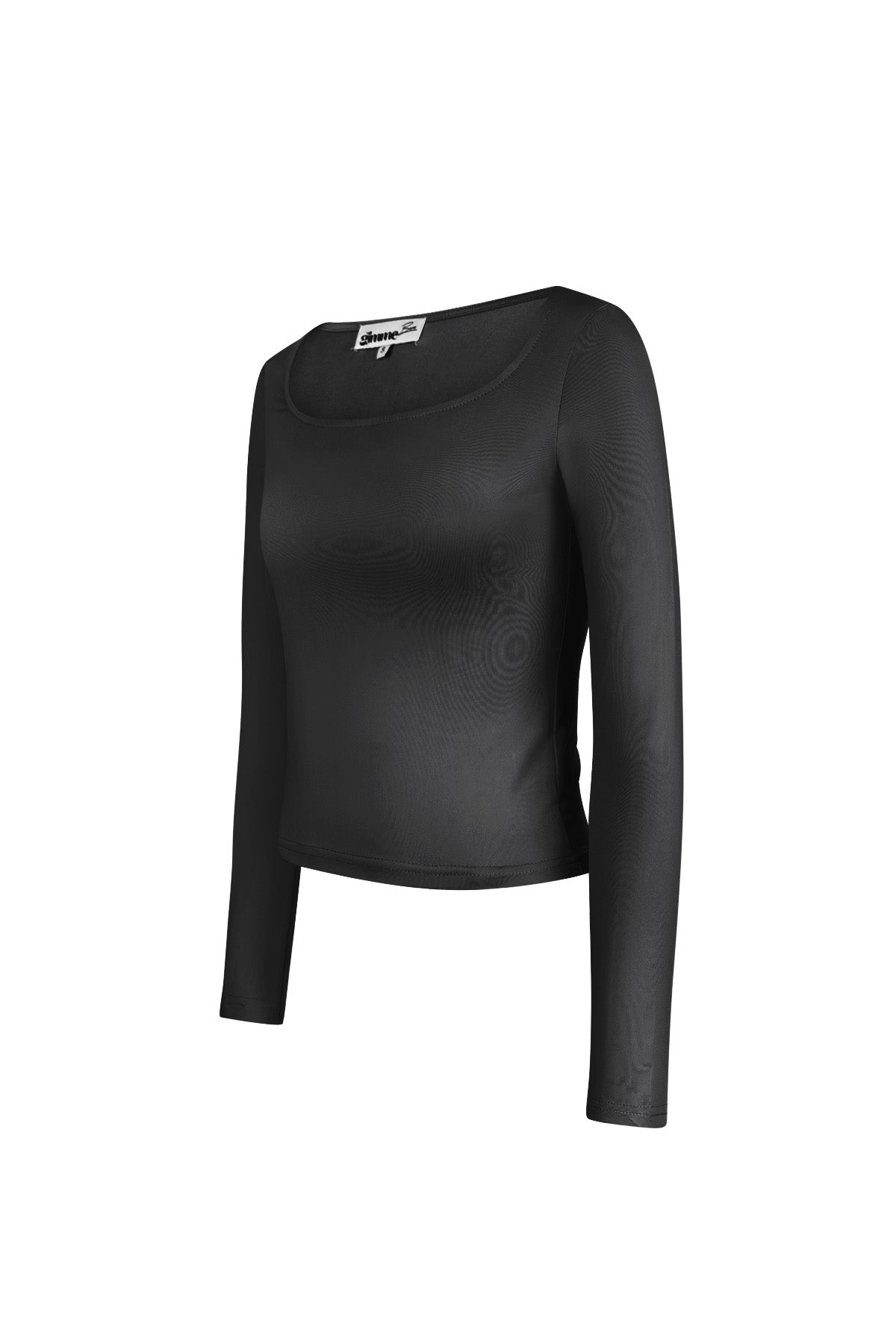 Noa Crop-Top – Eckiger Ausschnitt in Schwarz – getragen (2)