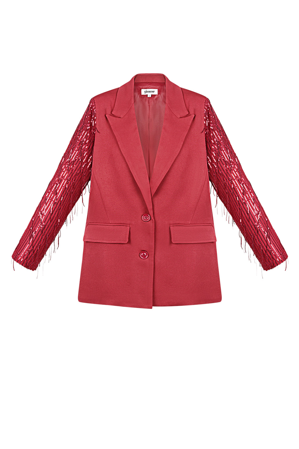 Daria Blazer – Paillettenärmel in Rot – Produktansicht