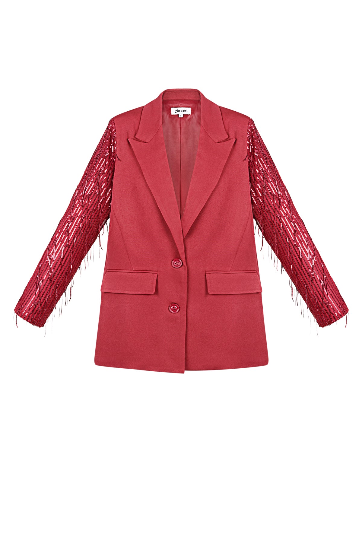 Daria Blazer – Paillettenärmel in Rot – Produktansicht