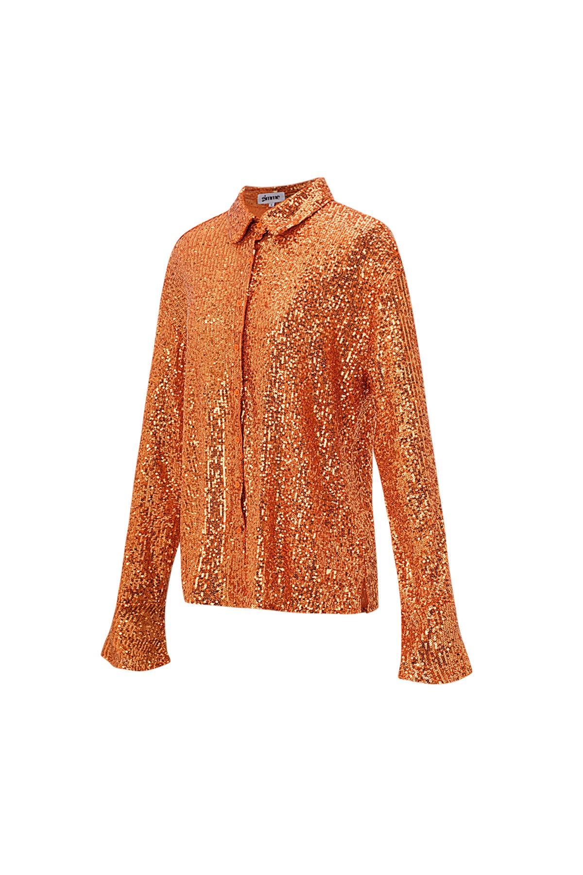 Ophelia Paillettenbluse in Orange – getragen (4)