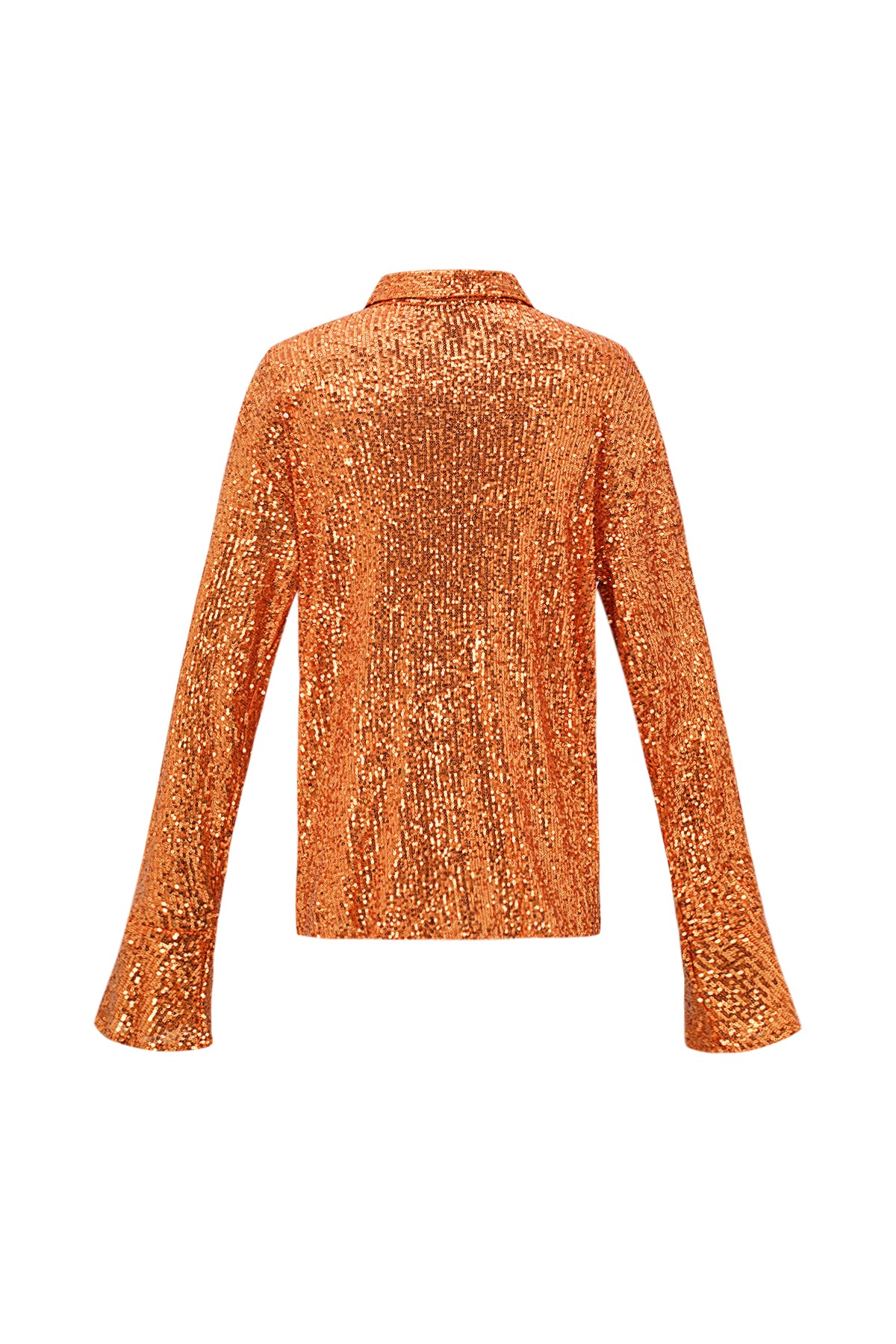 Ophelia Paillettenbluse in Orange – getragen (5)