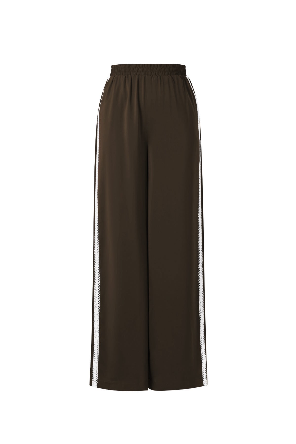 Frieda Satinhose – Streifen in Dunkelbraun – Produktansicht
