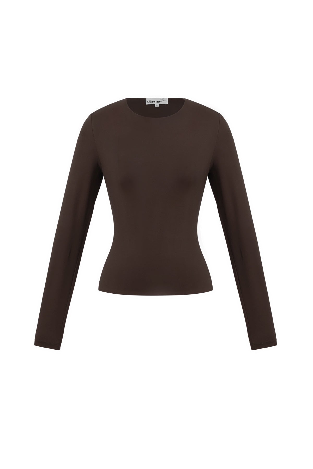 Alva Longsleeve – Rundhals in Dunkelbraun – Produktansicht