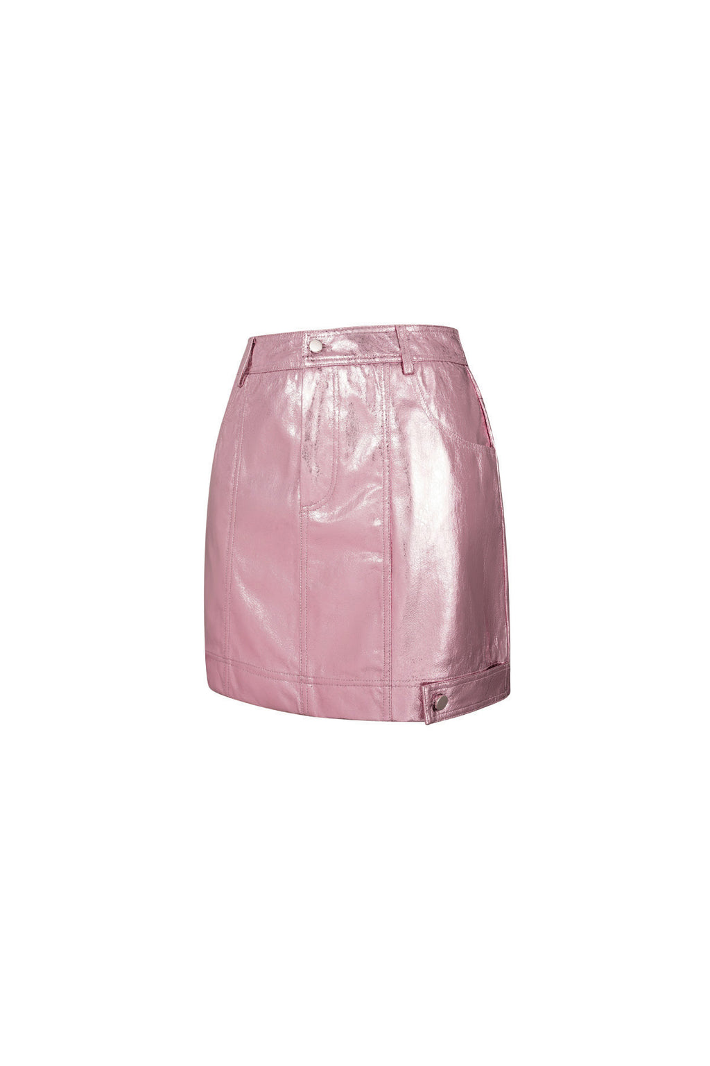 Celine Metallic-Minirock in Rosa – getragen (4)