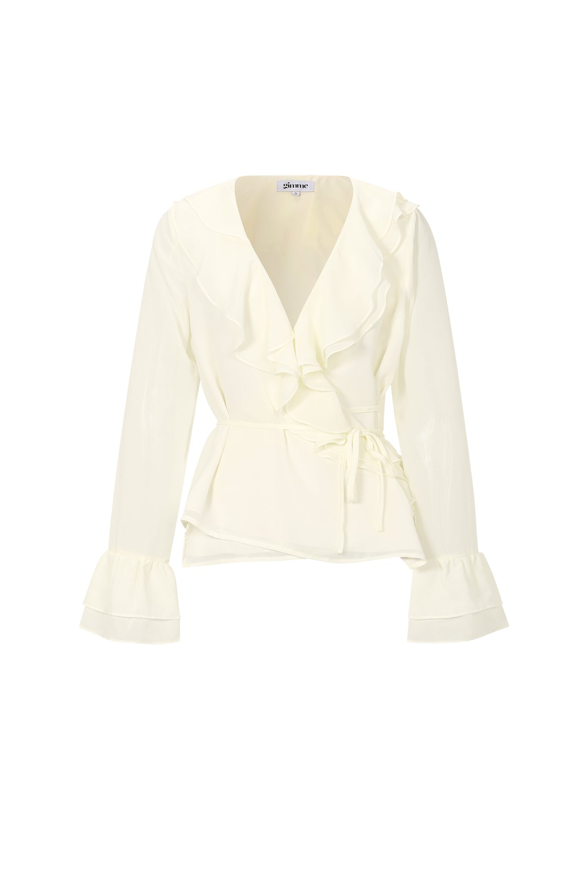 Lucia Wickelbluse – Rüschen in Creme – Produktansicht (2)