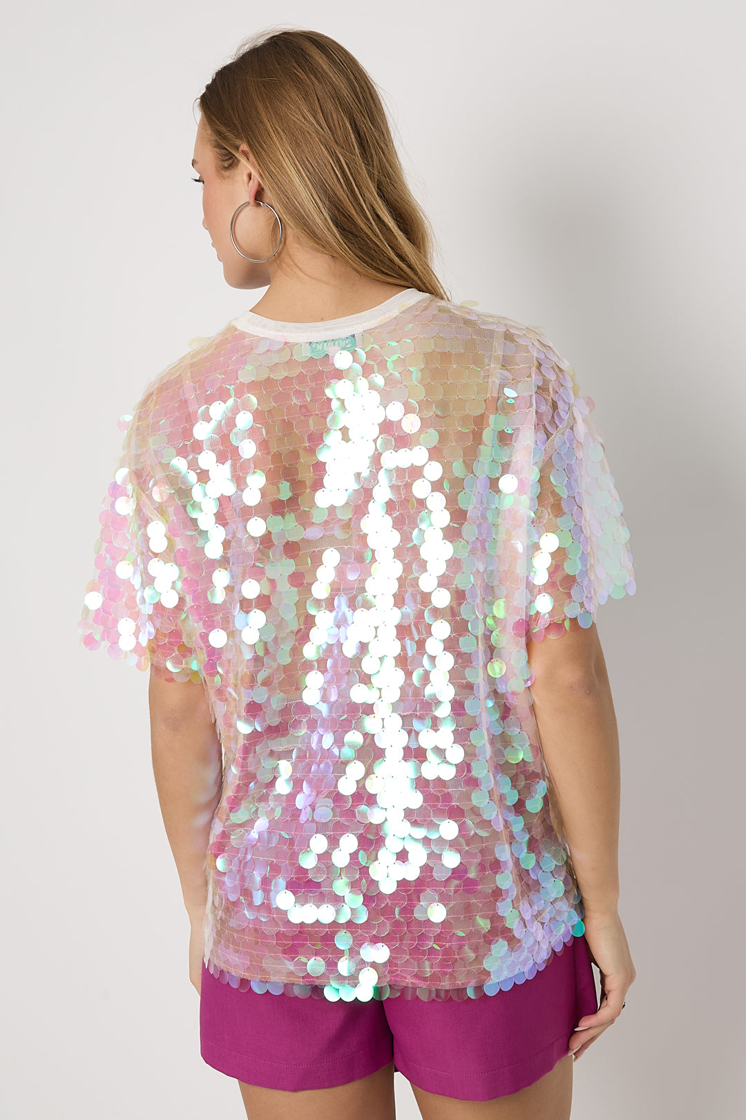 Luna Paillettenshirt in Rosa – getragen (4)