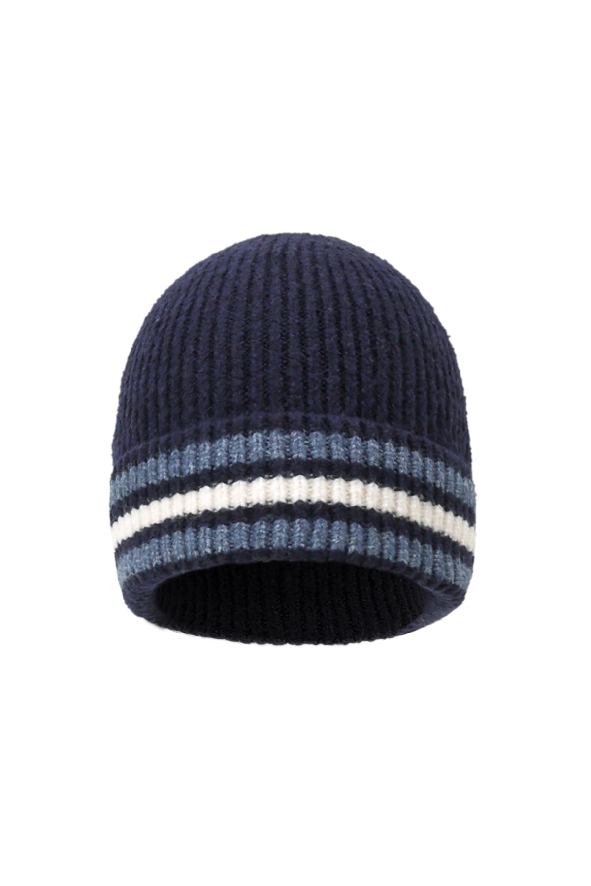 Madita Beanie – Streifen in Dunkelblau – Produktansicht (2)