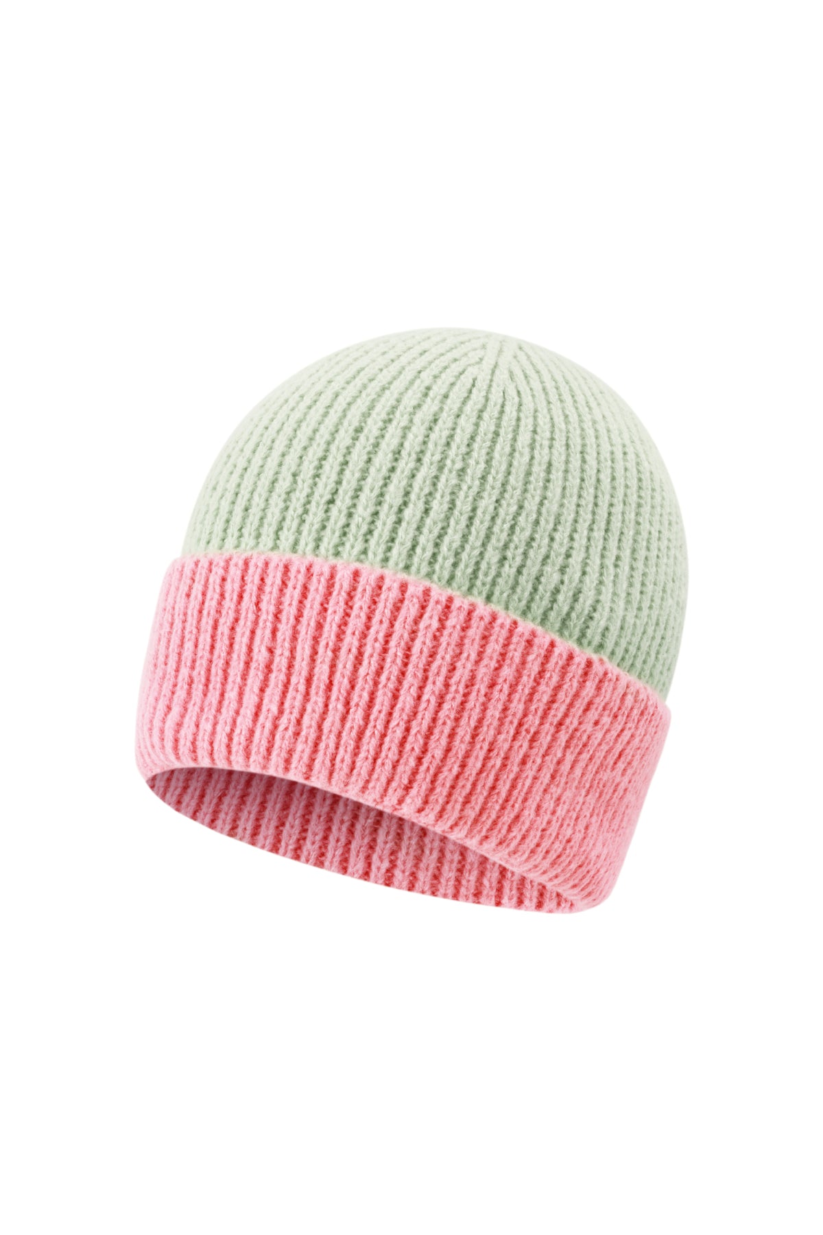 Esme Beanie – Zweifarbig in Hellgrün – Produktansicht (7)