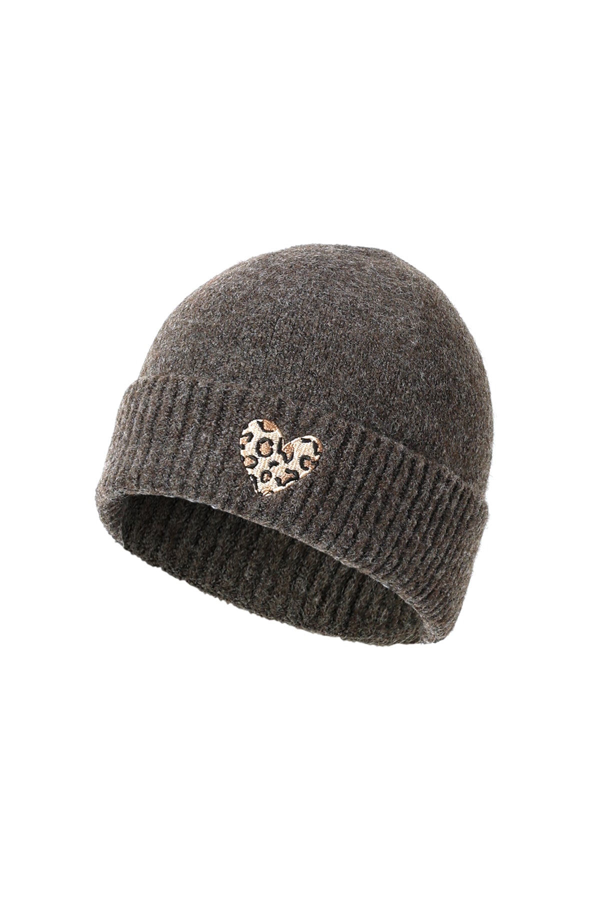 Hedvig Beanie – Herz in Dunkelbraun – Produktansicht