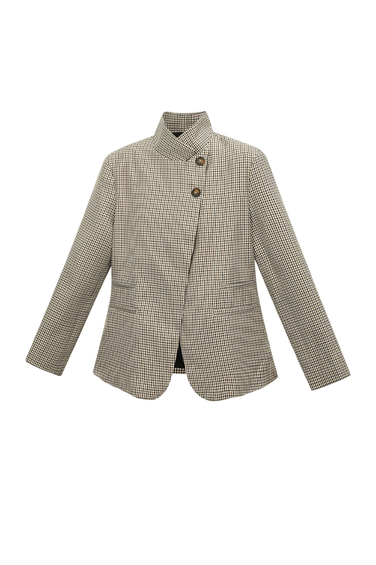 Ida Blazer – Asymmetrisch in Khaki – Detail