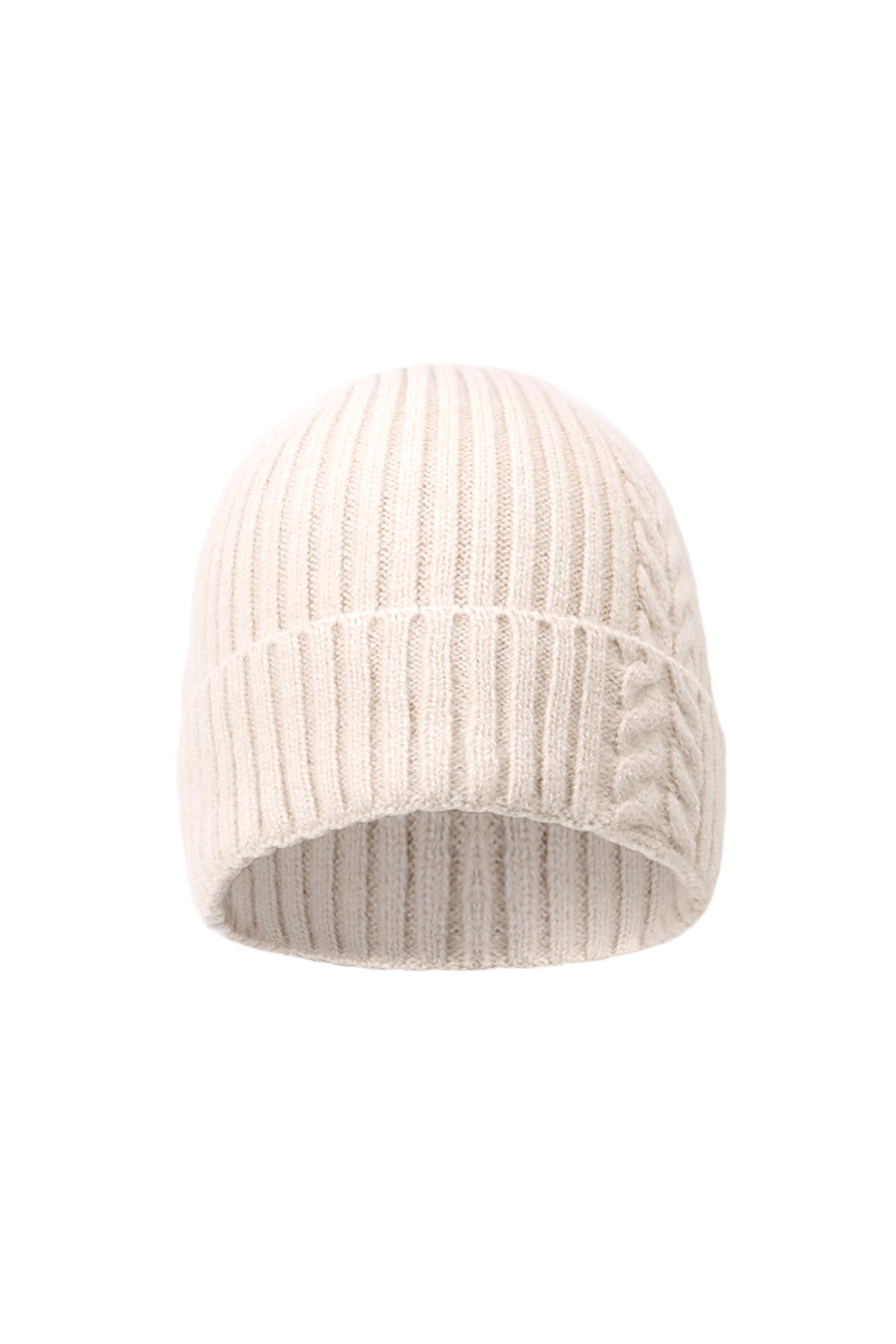 Nala Beanie – Zopfmuster in Creme – Produktansicht (3)