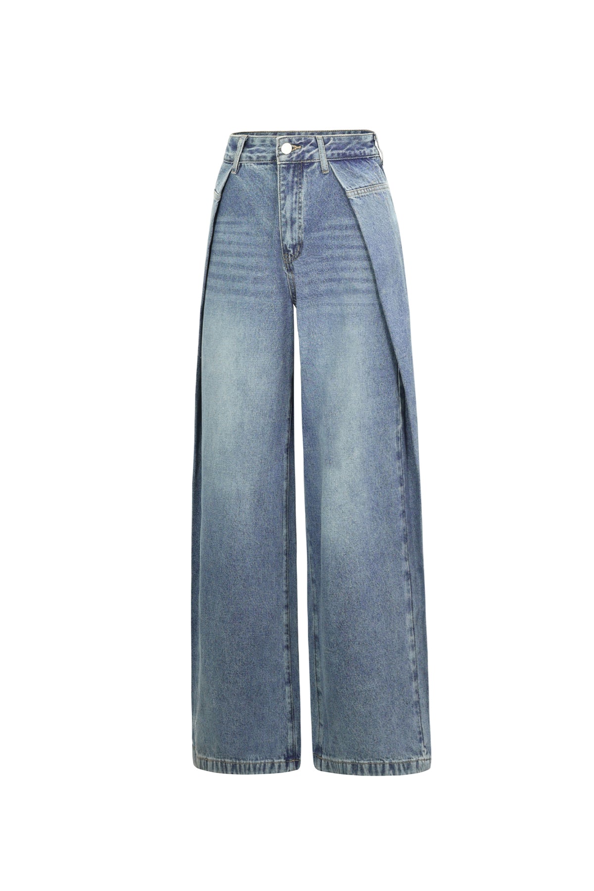 Saga Jeans – Faltendetail in Blau – Ansicht