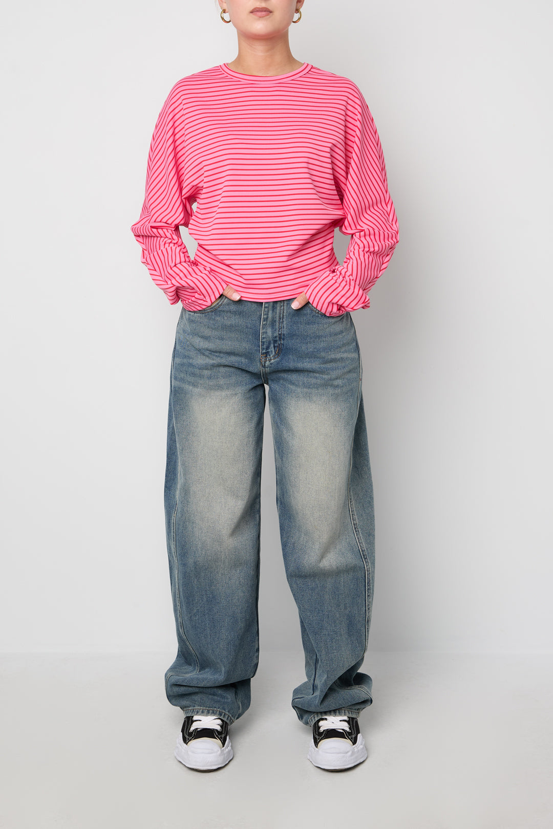 Bea Streifenshirt in Rosa – getragen