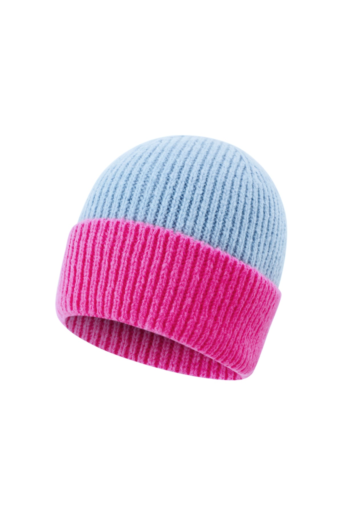 Esme Beanie – Zweifarbig in Hellblau – Produktansicht (5)