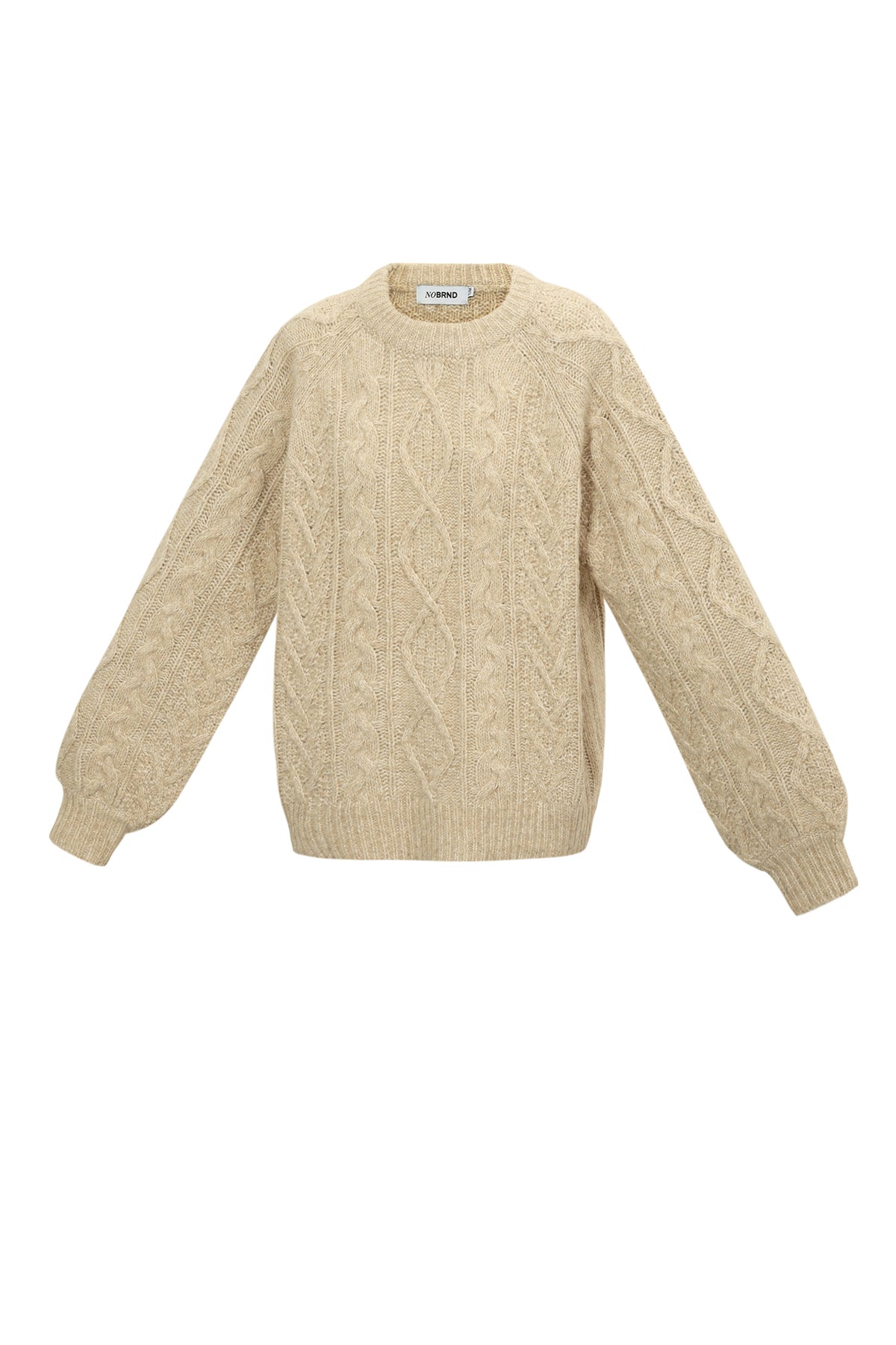 Elin Zopfpullover in Khaki, Vorderseite seitlich