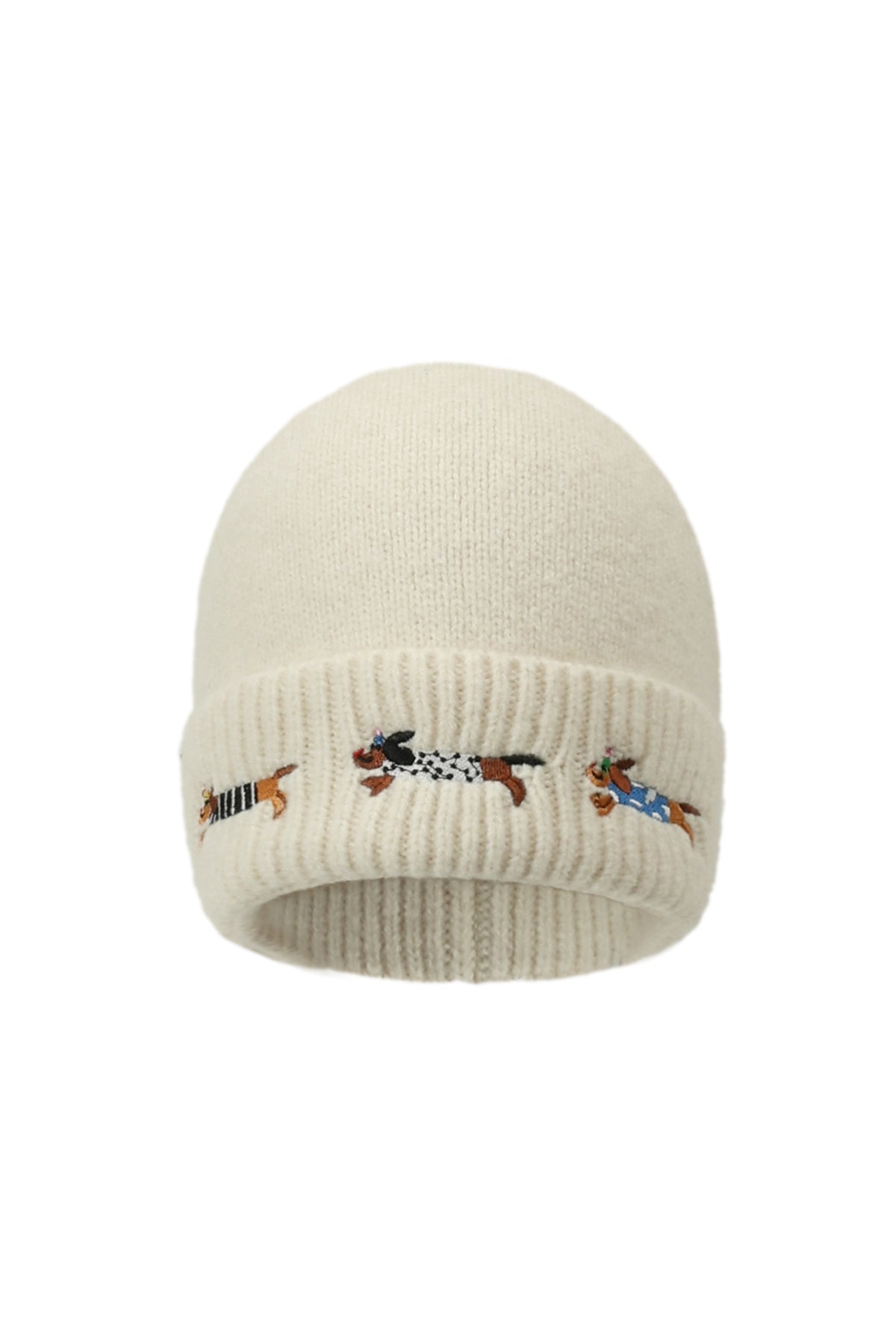 Imke Beanie – Stickerei in Creme – Produktansicht (3)
