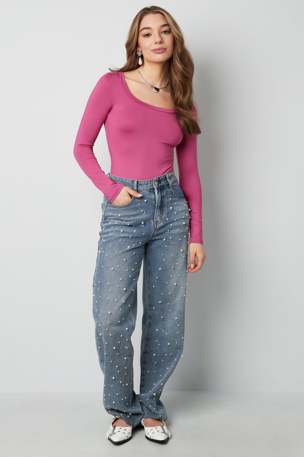 Lisa Langarm-Body in Fuchsia – getragen (3)